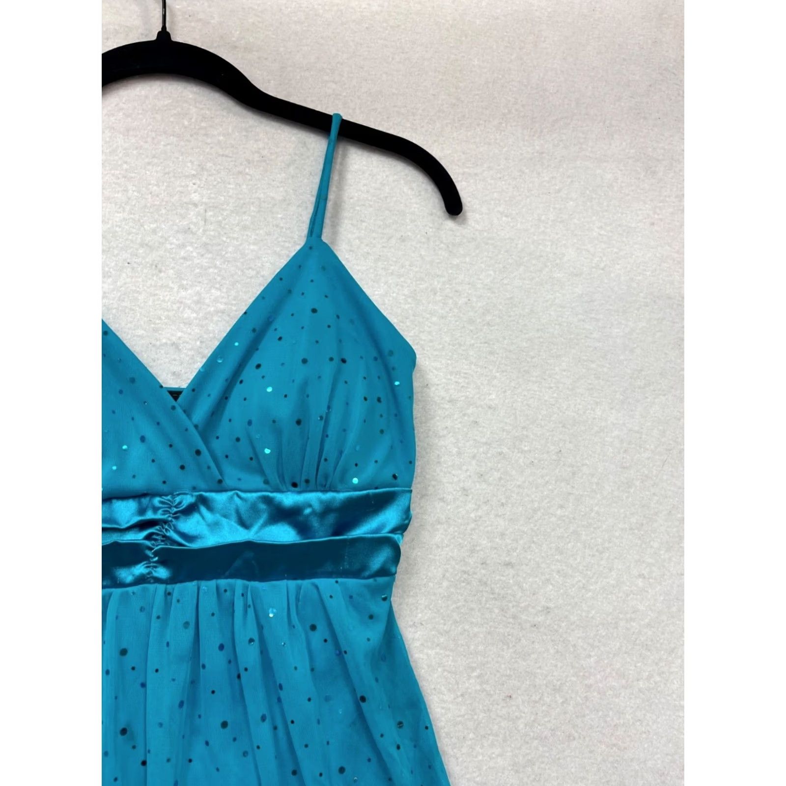 Altea Taboo Dress Polka Dot Spaghetti Strap Satin Hem Knee Length Sleeveless Womens S Teal/Sapphire Blue Size S / US 4 / IT 40 - 6 Thumbnail