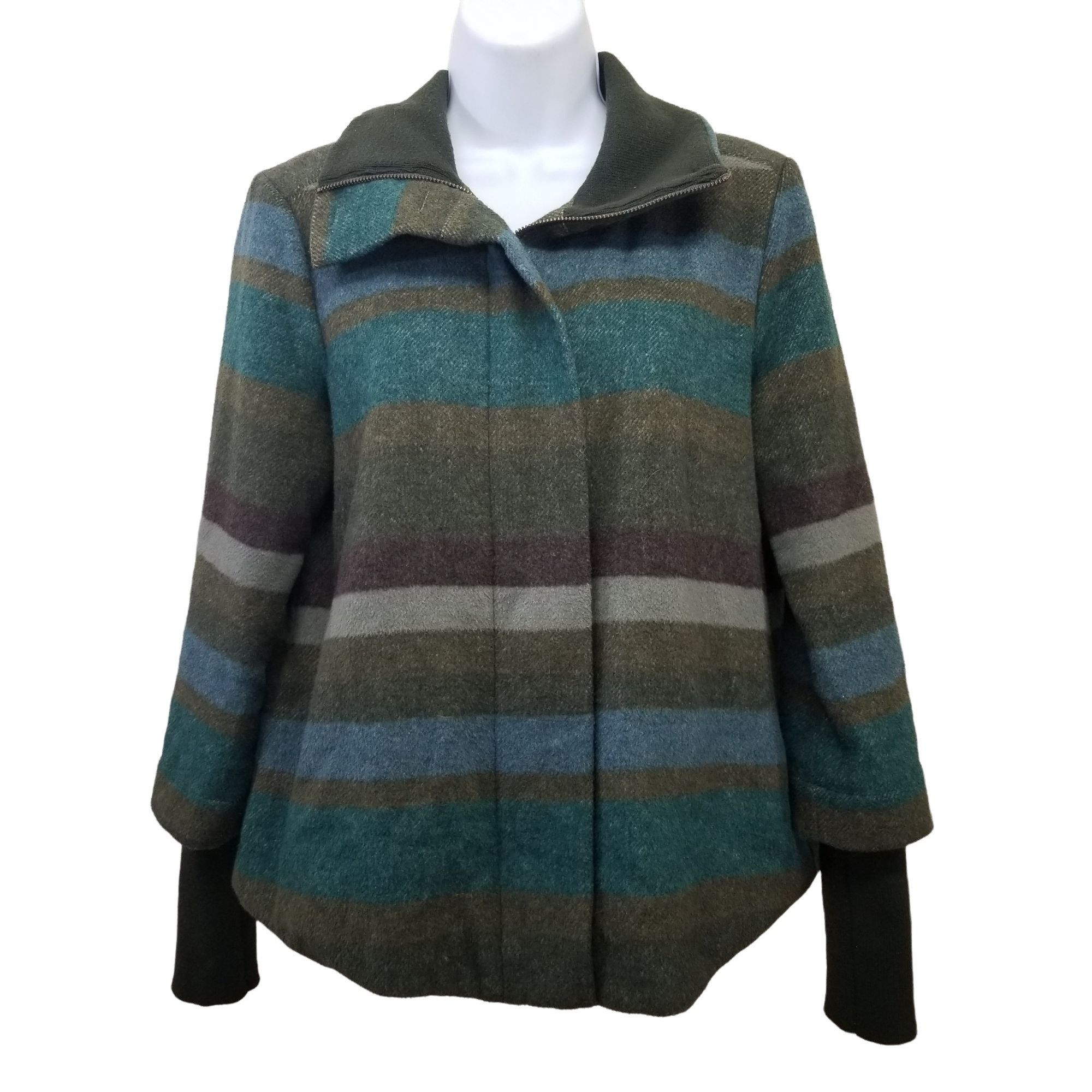 Prana Prana XS Green Blue Plaid Wool LILY Jacket Knit Winter Layer Size XS / US 0-2 / IT 36-38 - 5 Thumbnail