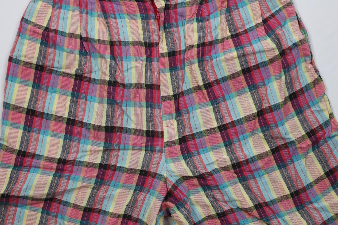 Vintage Vintage 90s Streetwear Madras Pleated Chino Shorts Cotton Size US 30 / EU 46 - 3 Thumbnail