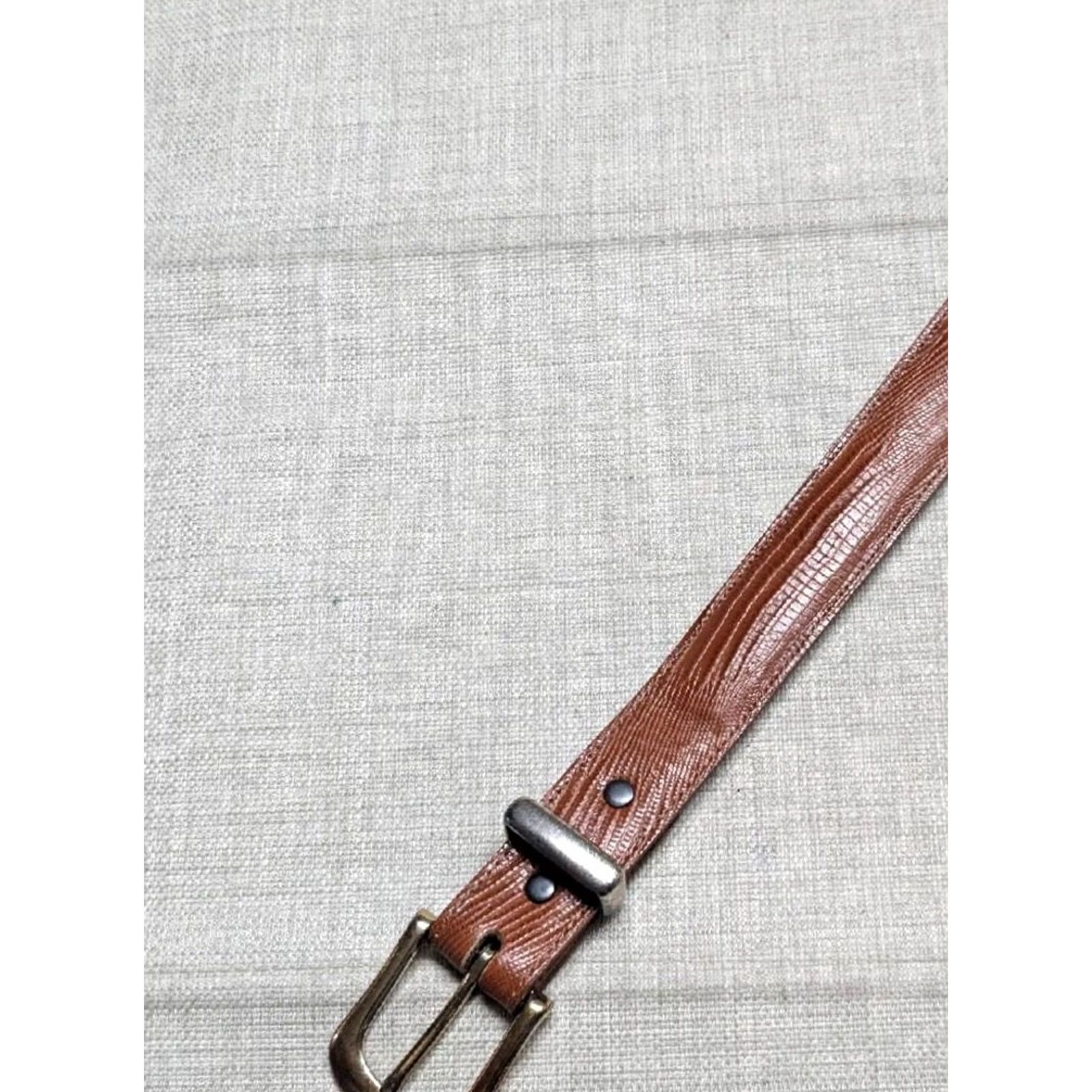 Vintage VINTAGE Nocona belt Western 28 Leather Lizard Skin Brown Belt Men XS? Size 28 - 2 Thumbnail