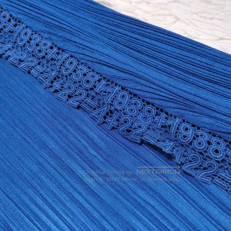Issey Miyake Issey Miyake SIZE:1 Blue Ruched Midi Skirt Size 42" / US 20 - 5 Thumbnail