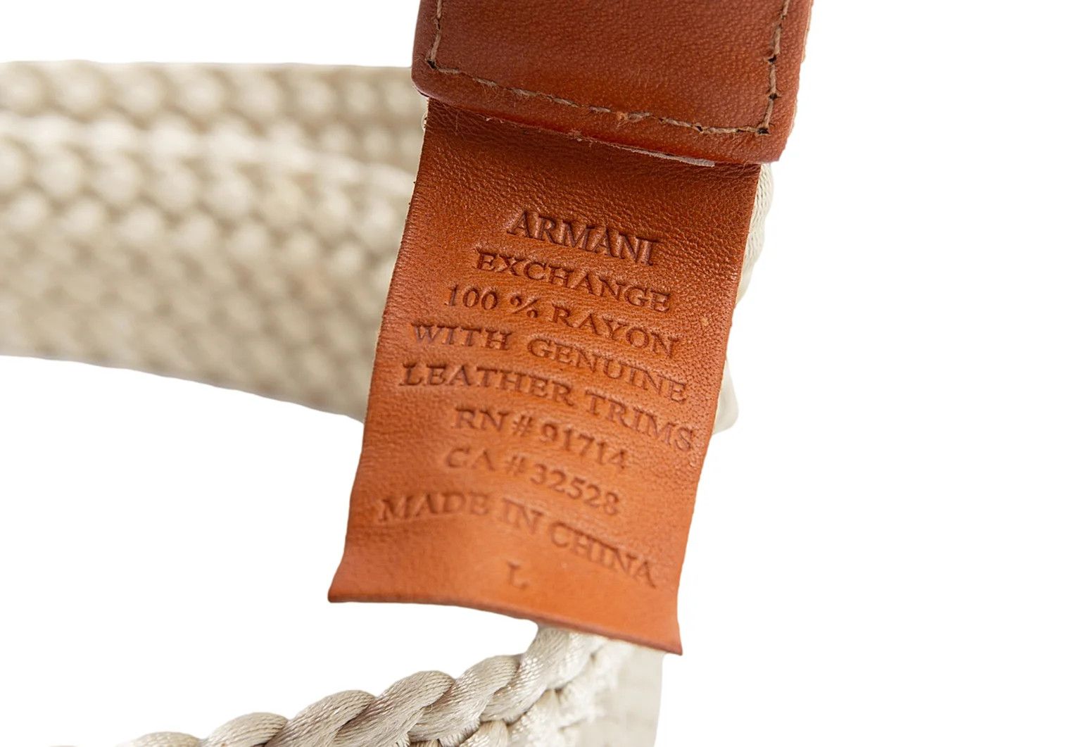 Armani Woven Circle Buckle Belt in Ivory Size ONE SIZE - 7 Thumbnail
