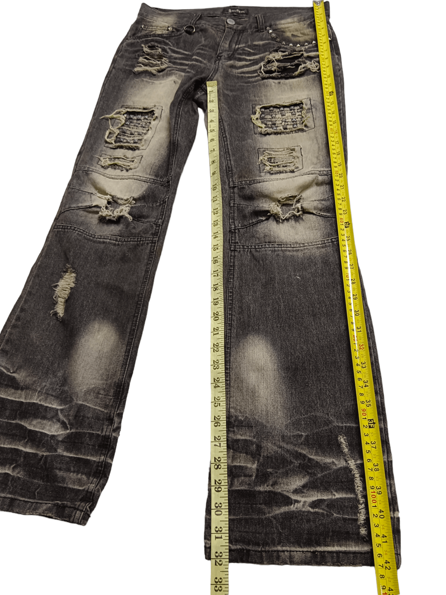 LOWBOX 💥Punk💥 Lowbox Mudwash Distressed Flare Denim Size US 32 / EU 48 - 13 Thumbnail