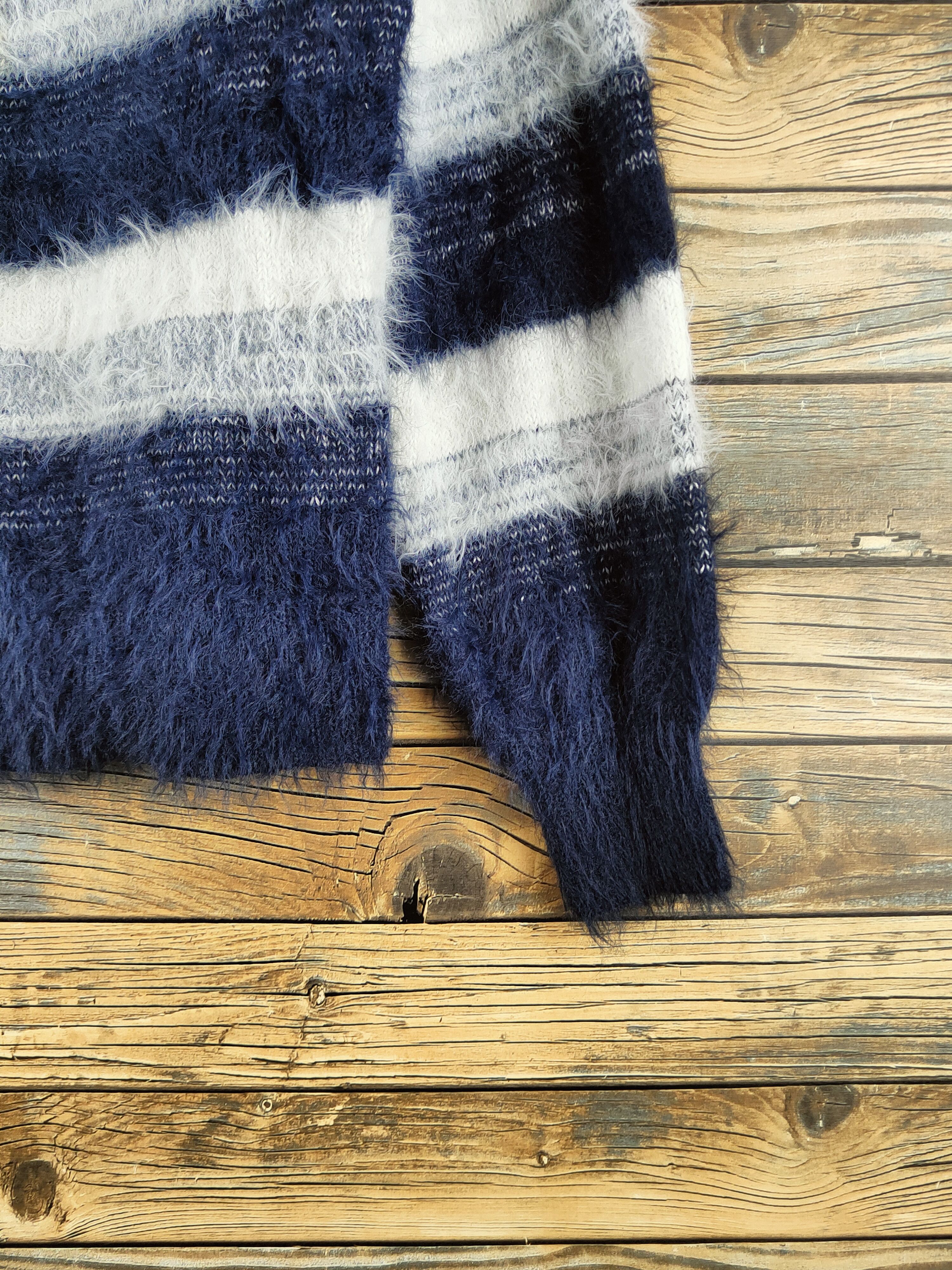 Japanese Brand DL Cecil McBee Navy White Fur Mohair Knitwear #46-497 Size M / US 6-8 / IT 42-44 - 6 Thumbnail