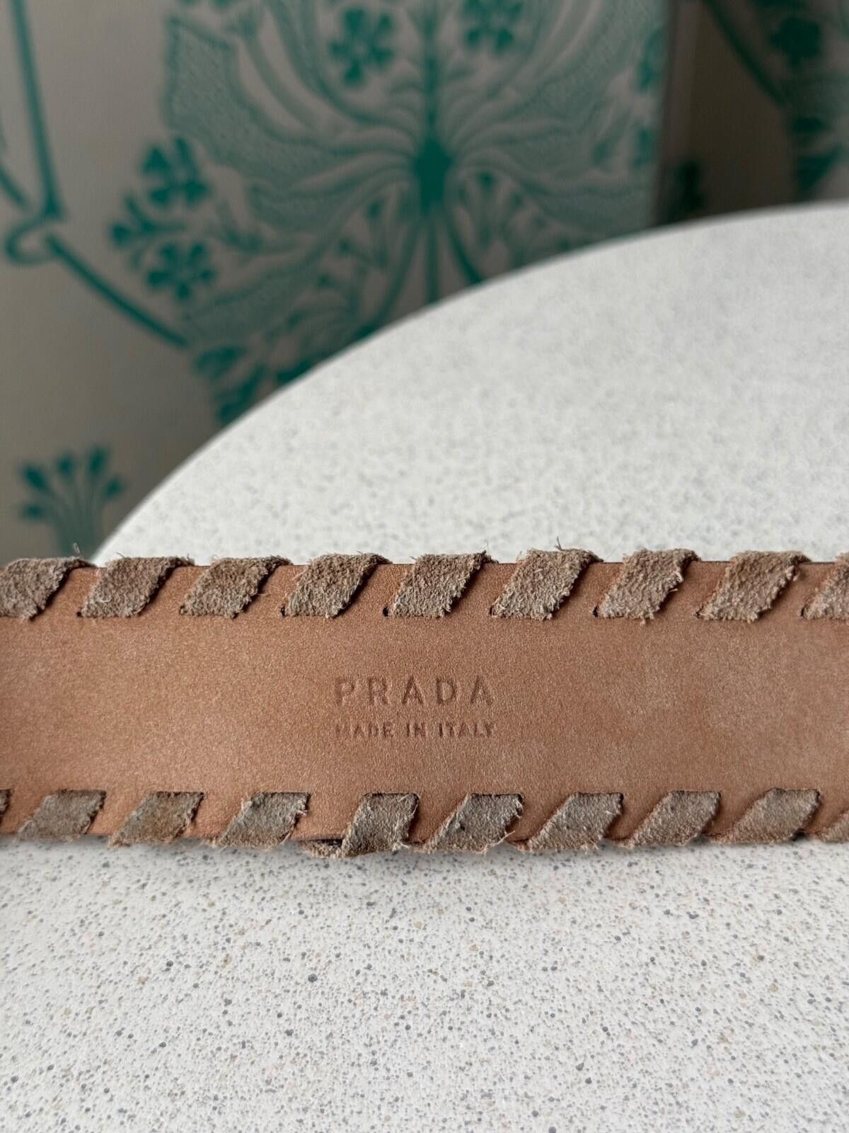 Prada Vintage Prada Suede Beige Logo Belt Size 90/36 Size ONE SIZE - 6 Thumbnail