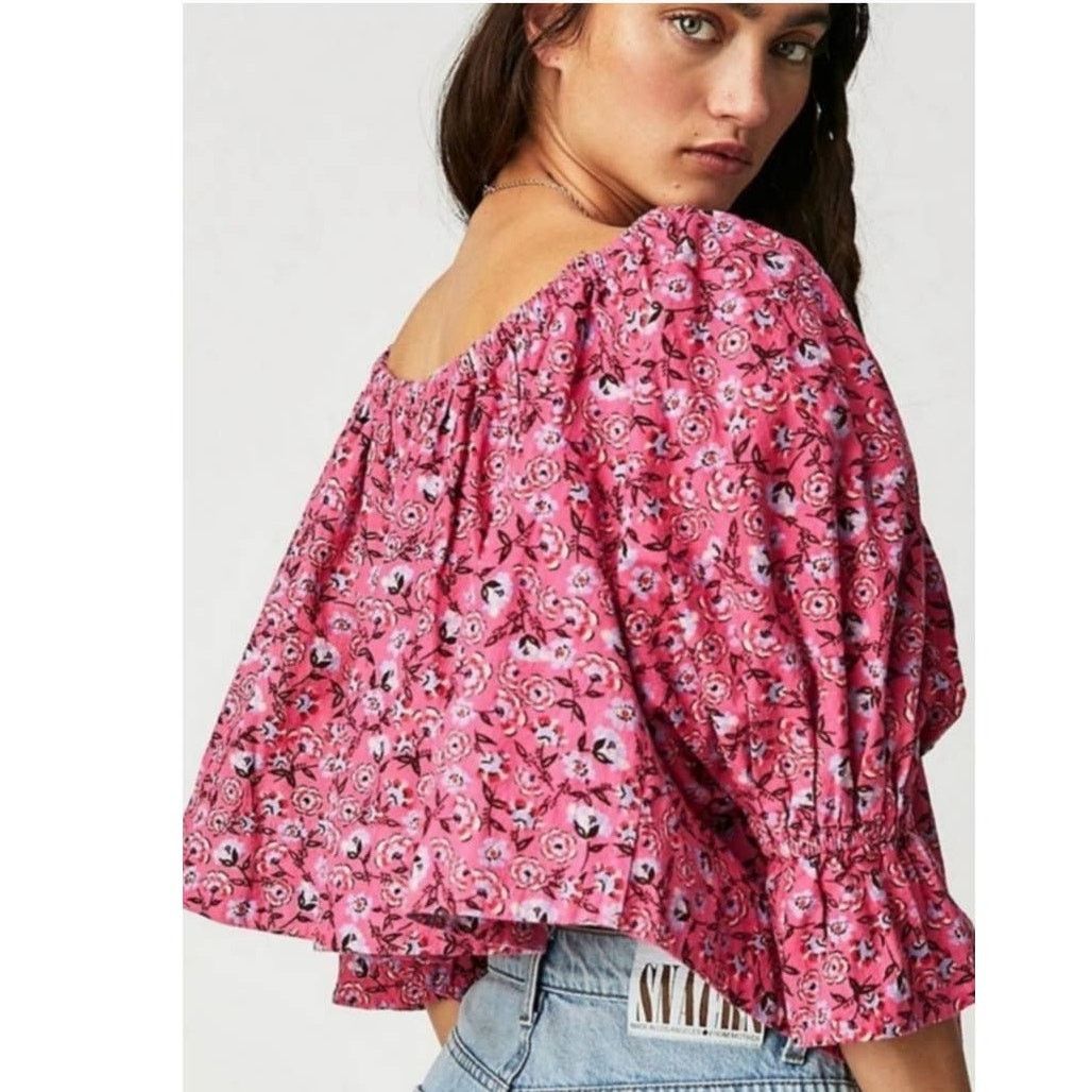 Free People NWT Free People James Smock Top Boho $128 SMALL Pink Floral Size S / US 4 / IT 40 - 3 Thumbnail