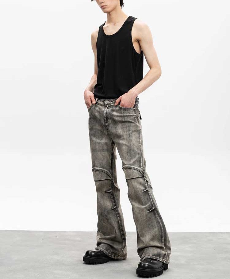 Japanese Brand × Vintage Pleated Denim Low Waist Vintage Style Flared Coal Party Size US 31 - 2 Thumbnail