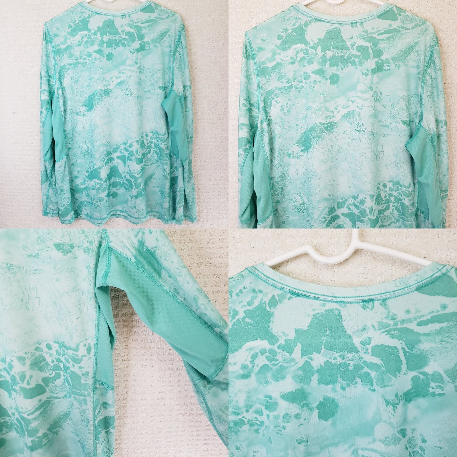 Realtree Realtree Fishing Flex Performance UPF Long Sleeve T-Shirt Mens XL Aqua Blue Water Camo Sun Protect NWT Size US XL / EU 56 / 4 - 8 Thumbnail