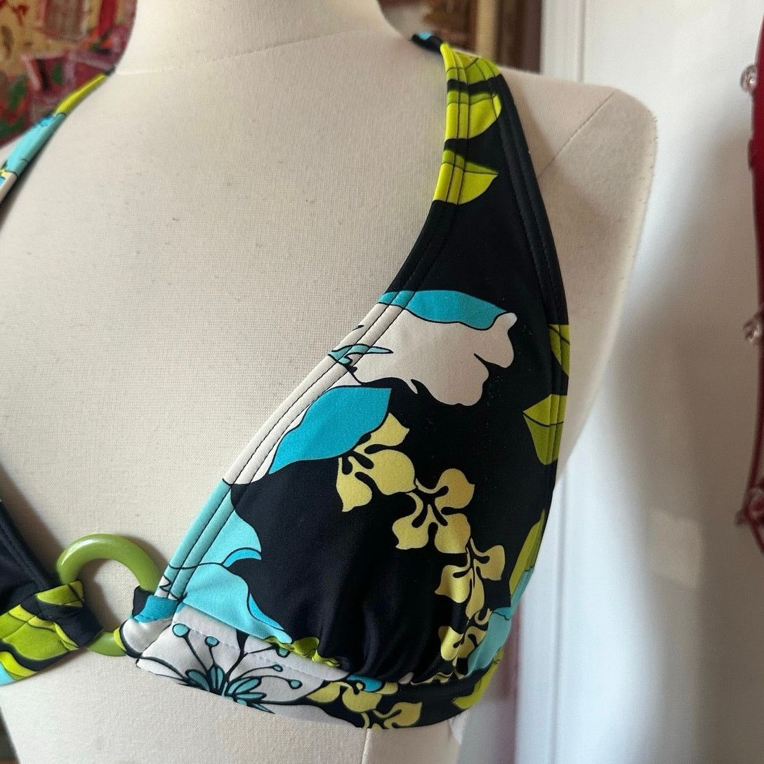 Other hula honey floral green blue halter bikini top Size M / US 6-8 / IT 42-44 - 2 Thumbnail