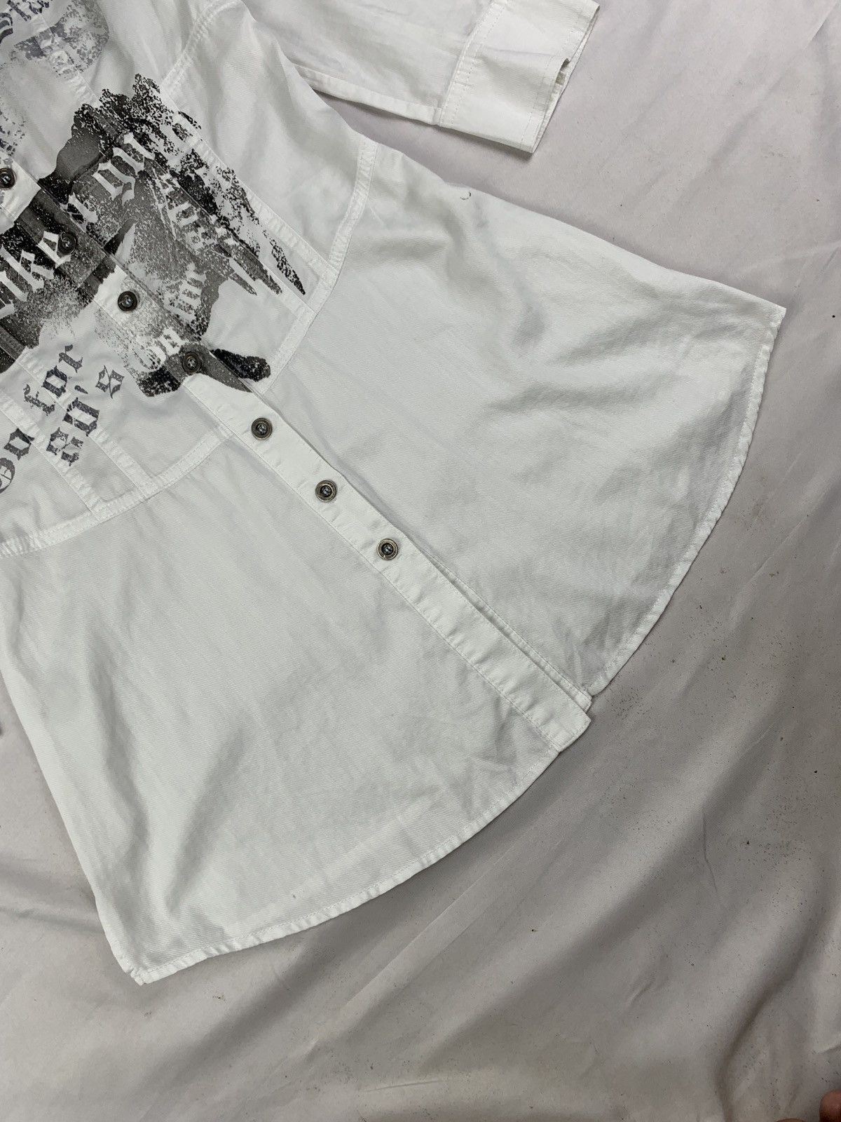 Japanese Brand XIX White Grunge Poem Graphic Blousy Dress Size S / US 4 / IT 40 - 6 Thumbnail