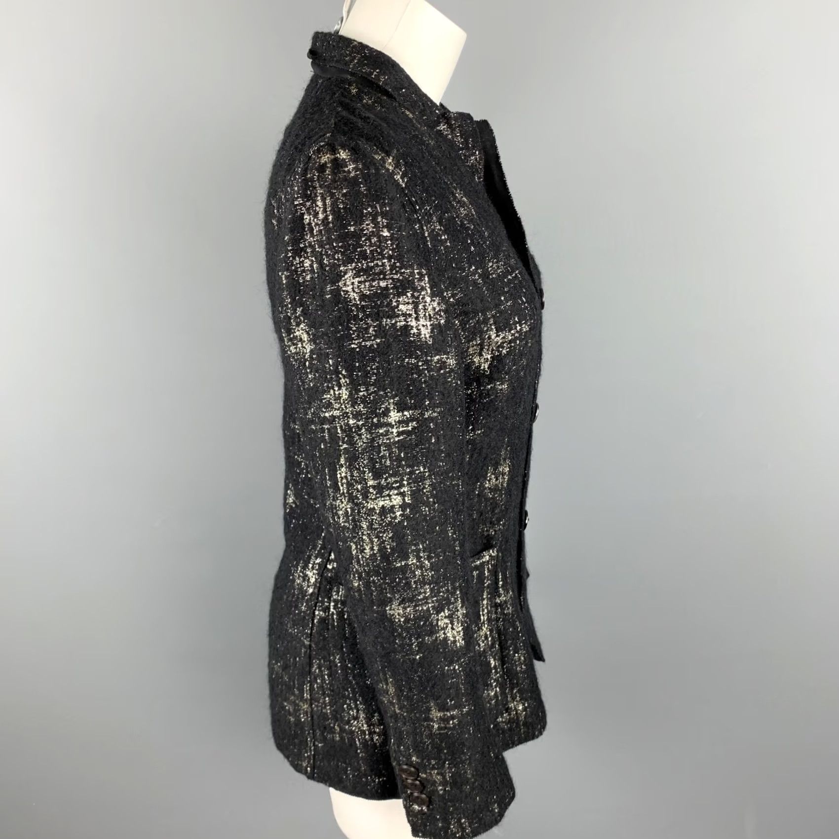 Jean Paul Gaultier JEAN PAUL GAULTIER Jacket Size 8 Silk Black Silver Mary Jane Size 30" / US 8 / IT 44 - 3 Thumbnail