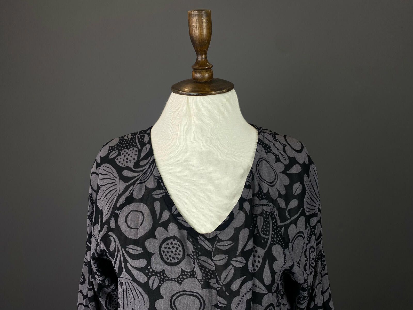 Designer Gudrun Sjöden Gray Floral Asymmetric Tunic Dress Size S Size S / US 4 / IT 40 - 2 Thumbnail