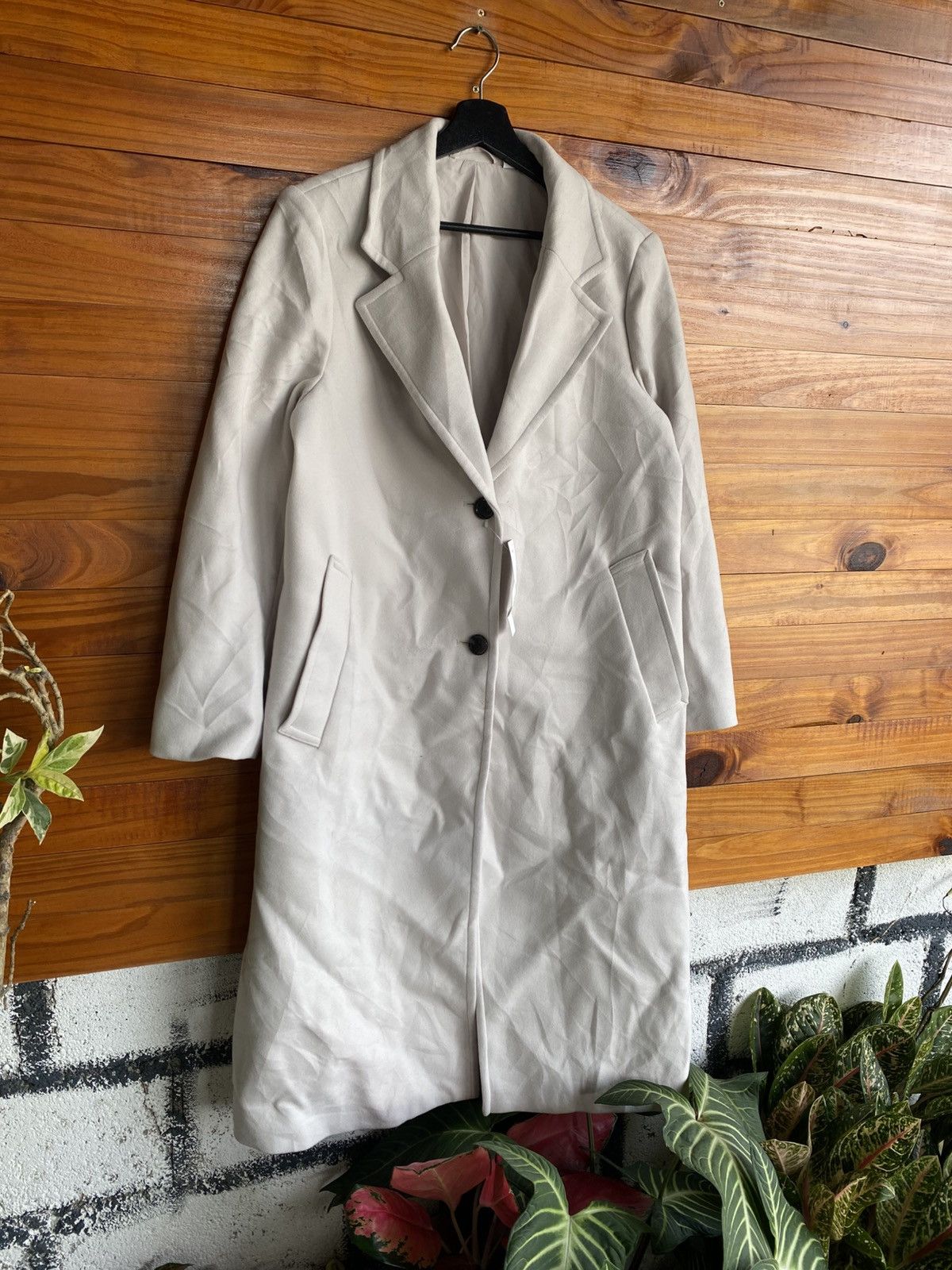 GU GU Light Beige Long Coat – Minimalist Single-Breasted Coat Size M / US 6-8 / IT 42-44 - 5 Thumbnail