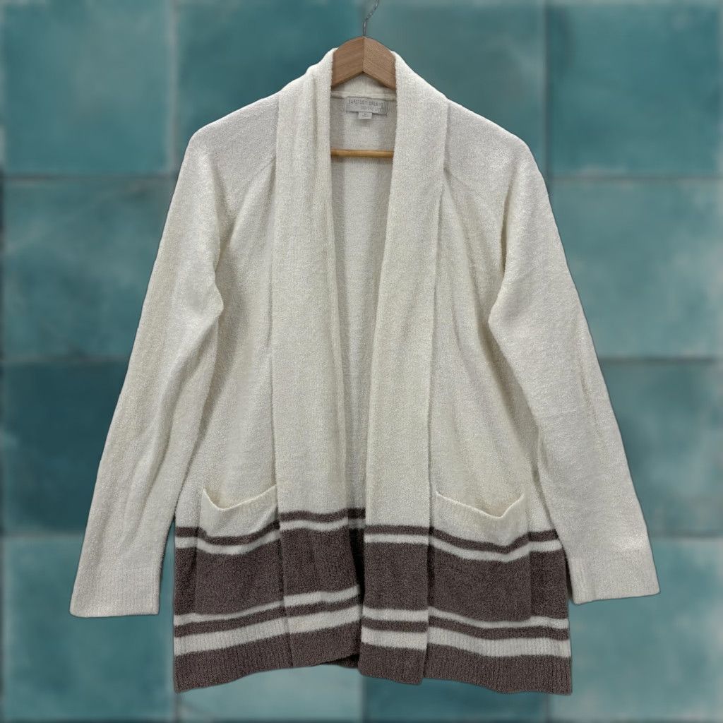 Vintage Barefoot Dreams Cardigan Sweater Womens Medium White Cozychic Lite Open Front Size M / US 6-8 / IT 42-44 - 1 Thumbnail