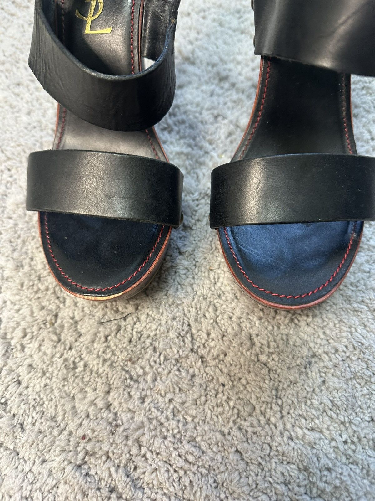 Yves Saint Laurent Saint Laurent Black Leather Platform Size US 7 / IT 37 - 7 Thumbnail
