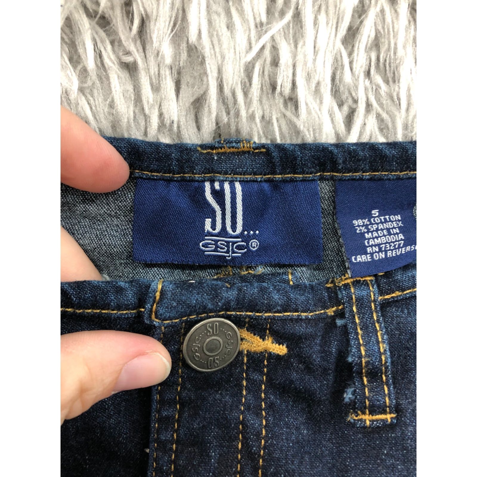 Vintage SO Jeans Blue Denim Mini Skirt Knee Length Juniors Size 5 Women's Skirt Regular Fit Cotton Fabric Denim Size 27" / US 4 / IT 40 - 6 Thumbnail