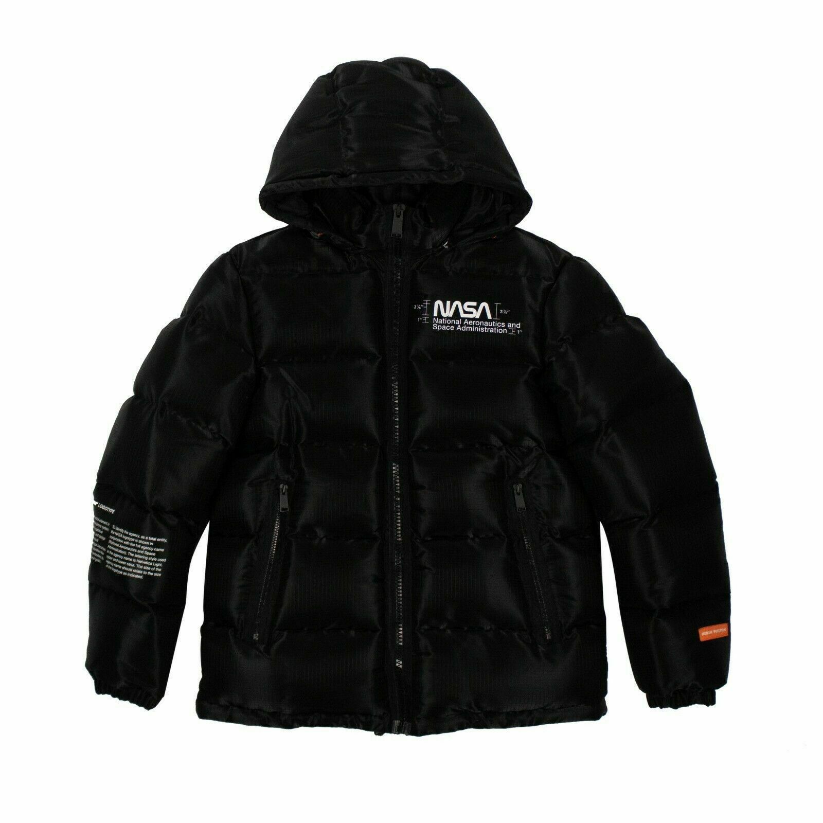 image of Heron Preston Black Down Nasa Puffer Coat Size Xs, Men's