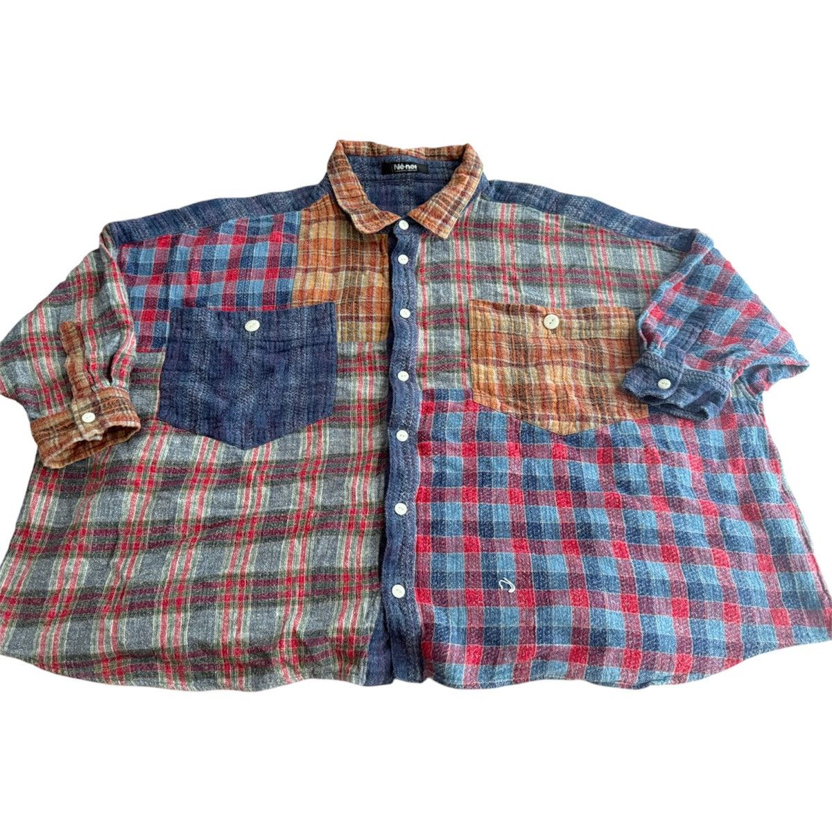 Issey Miyake Ne-net LS Limited Edition Multi-Color Flannel Poncho Size US XXL / EU 58 / 5 - 1 Thumbnail