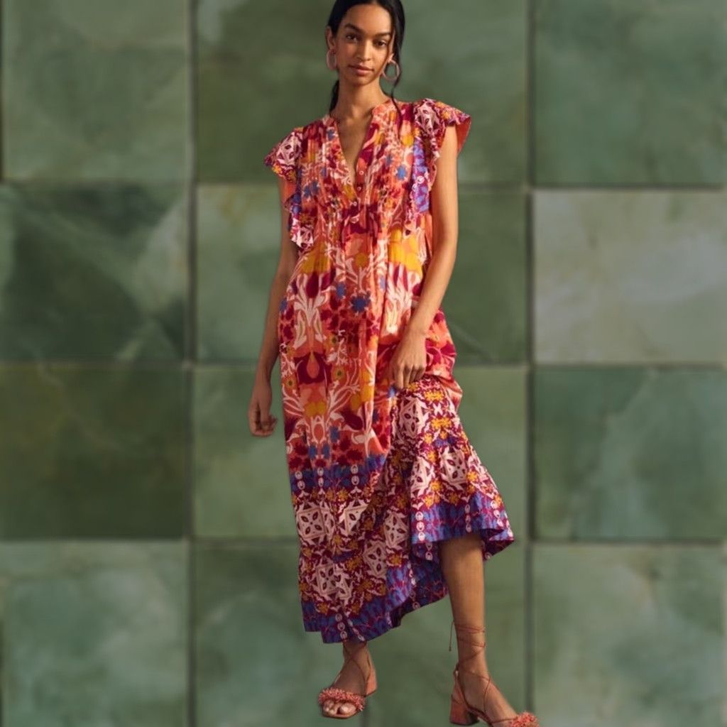 Anthropologie NWT Anthropologie Maeve The Cassandra Maxi Dress Plus Size 2X Maxi Dress Floral Multicolor Flutter Sleeve Bohemian 2XL Womens Shirts? Size XXL / US 16-18 / IT 52-54 - 1 Thumbnail