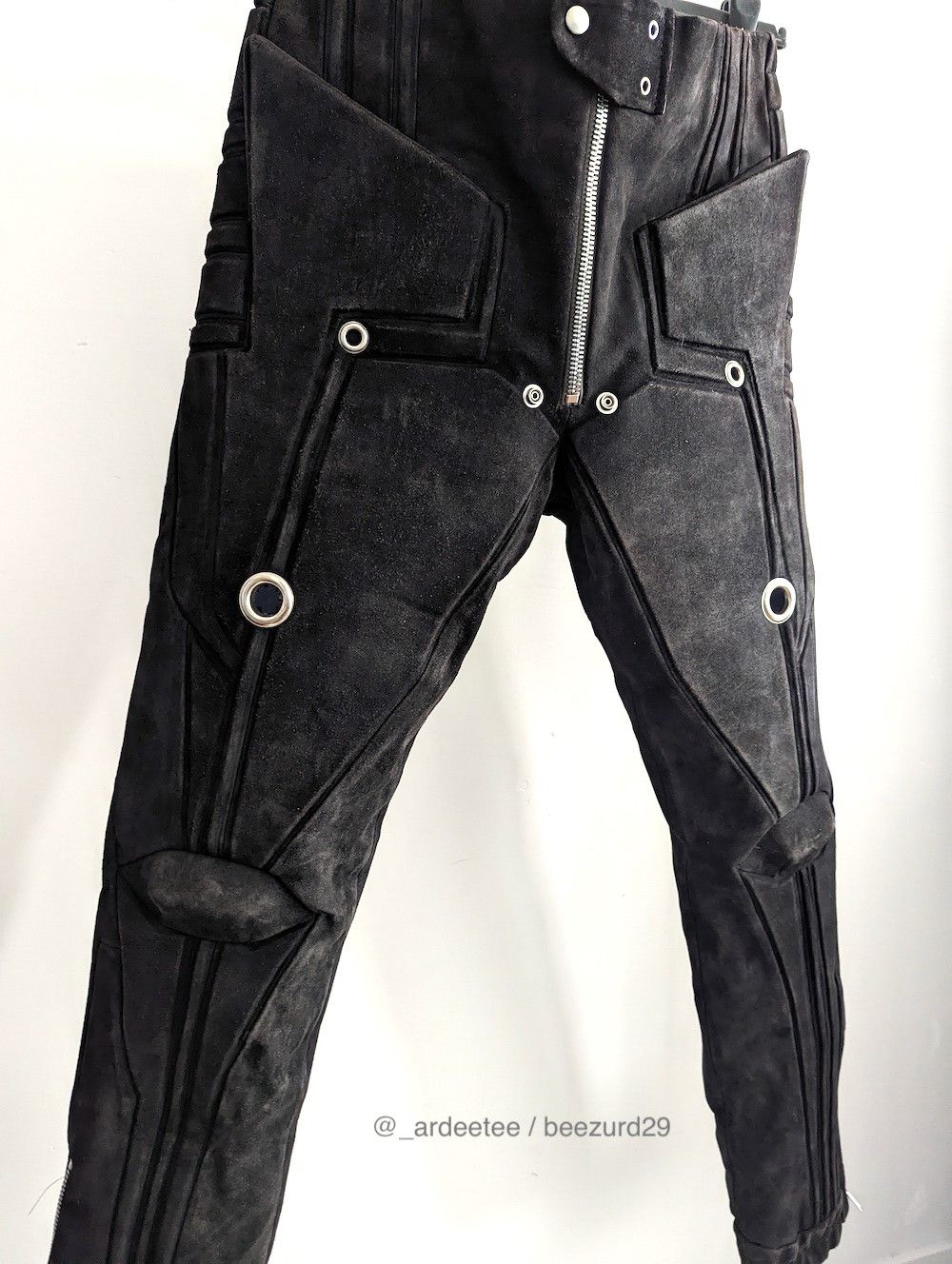 Rick Owens 💥UNRELEASED FW22 METROJOGGERS REVERSED LEATHER STROBE Size US 32 / EU 48 - 3 Thumbnail