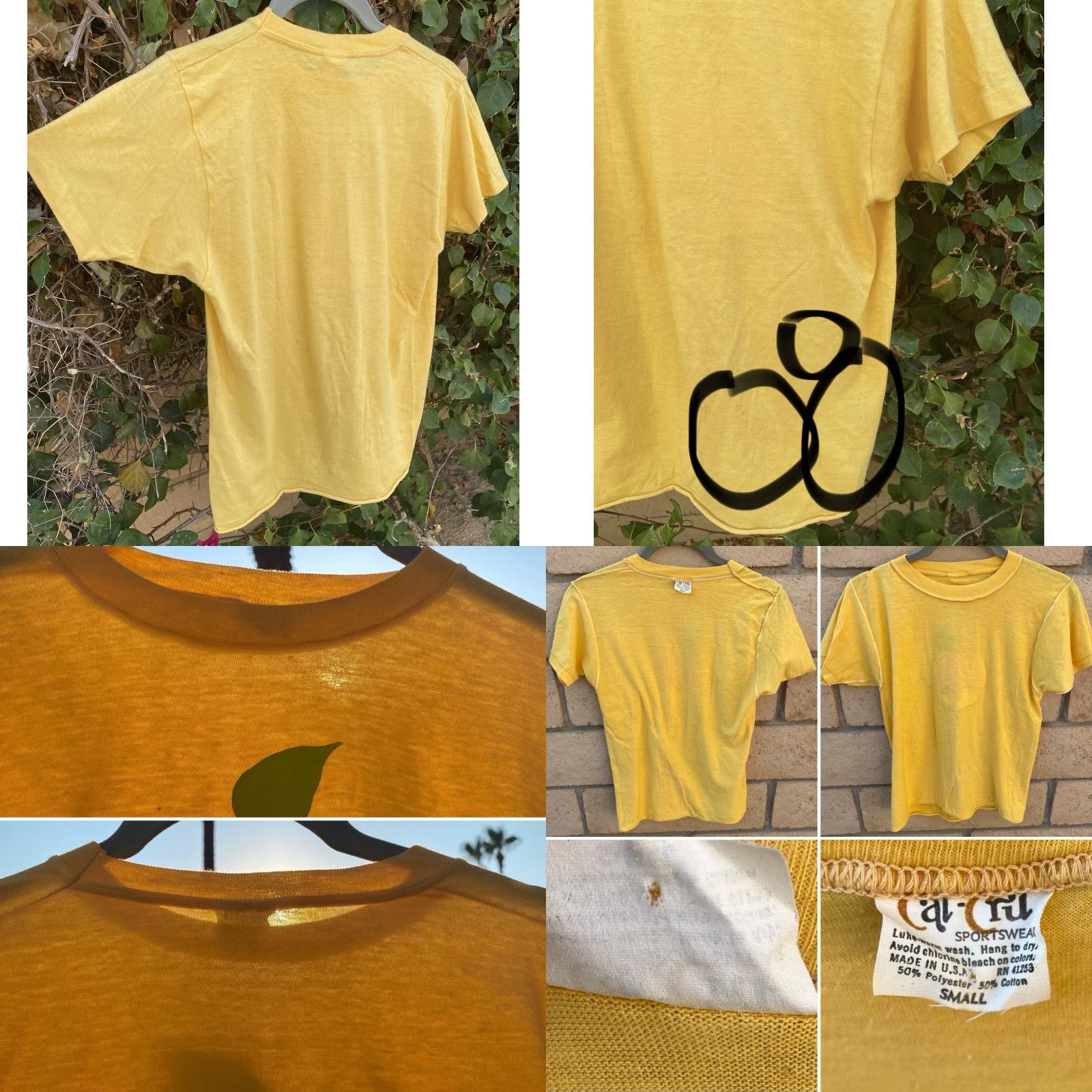 Vintage VINTAGE Cal Cru T-Shirt Shirt Mens 70s Yellow 70s Graphic Print Size S Size US S / EU 44-46 / 1 - 9 Thumbnail