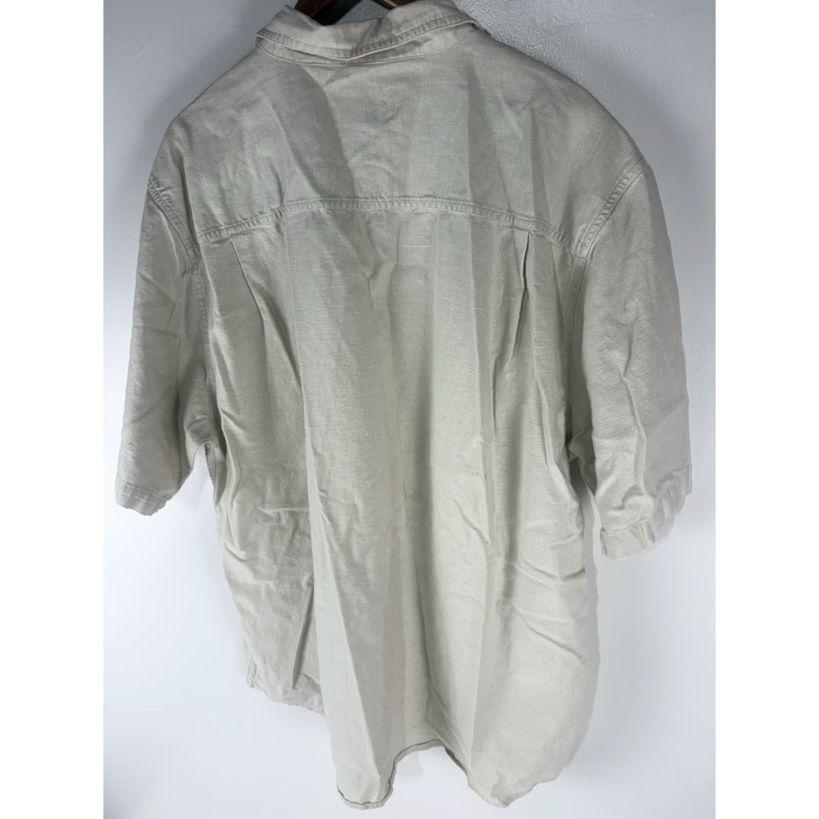 Vintage River Trader Men's Short Sleeve Linen Cotton Button-Up Shirt XXL Beige Casual Summer Size US XXL / EU 58 / 5 - 4 Thumbnail