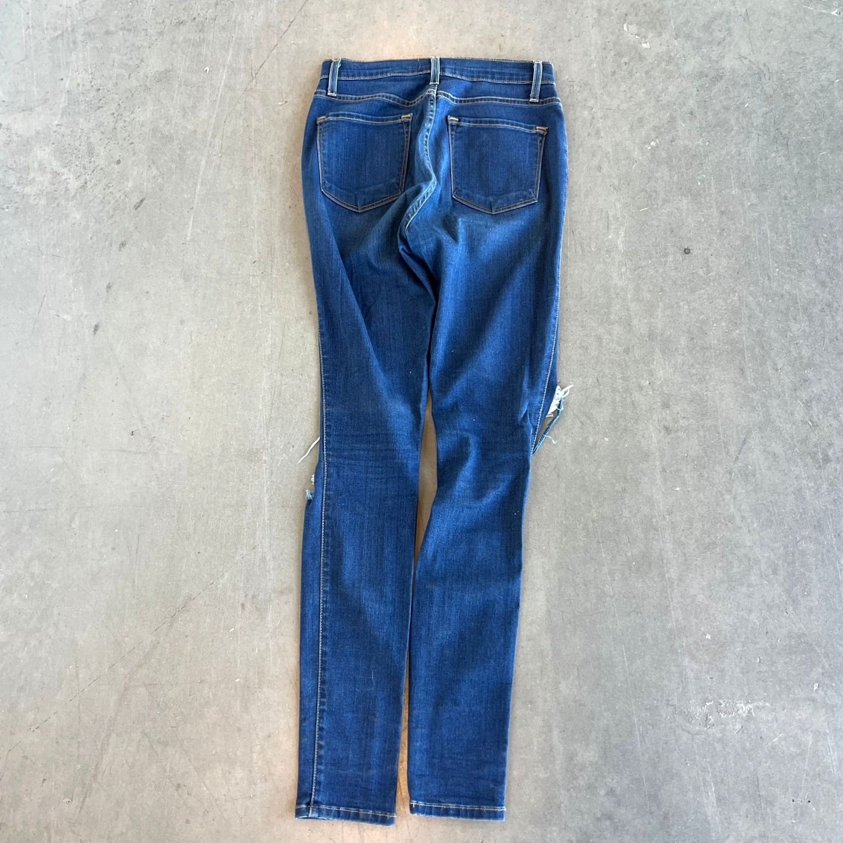 Fashion Nova VINTAGE Fashion Nova Jeans Skinny Holy High Waisted Dark Wash Distressed 29 Womens Boys Girls Mens Regular 11/29 Size 29" - 3 Thumbnail
