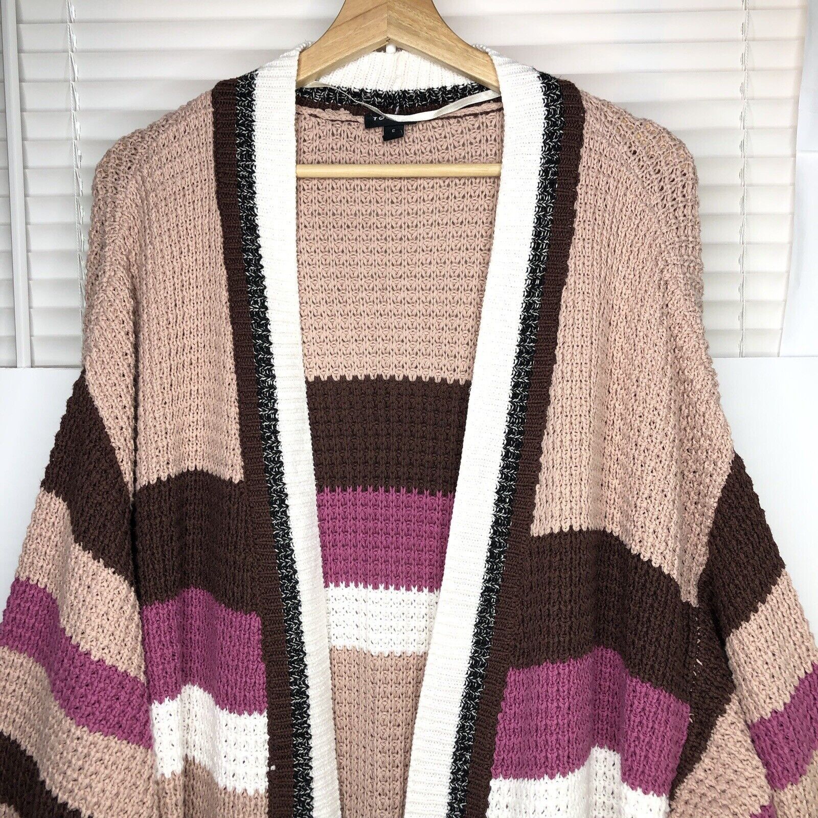 Torrid Torrid Striped Open Front Pocket Cardigan Sz 5X Pink Brown Size ONE SIZE - 5 Thumbnail