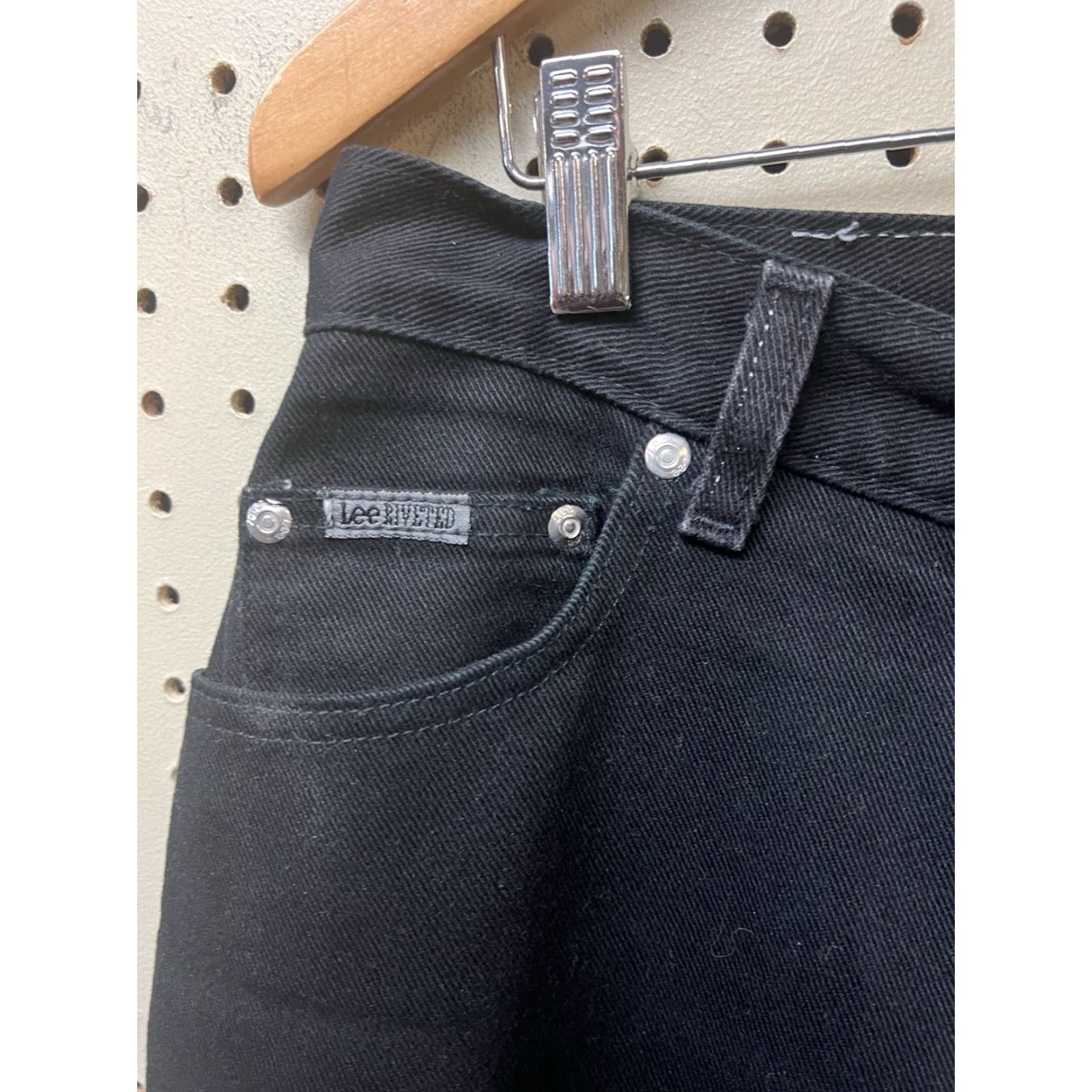 Lee VINTAGE Lee Riveted Jeans Womens 14 Medium Black Denim Relaxed Mom Straight 5-Pocket Western 90s Style Women Size 36" / US 14 / IT 50 - 3 Thumbnail
