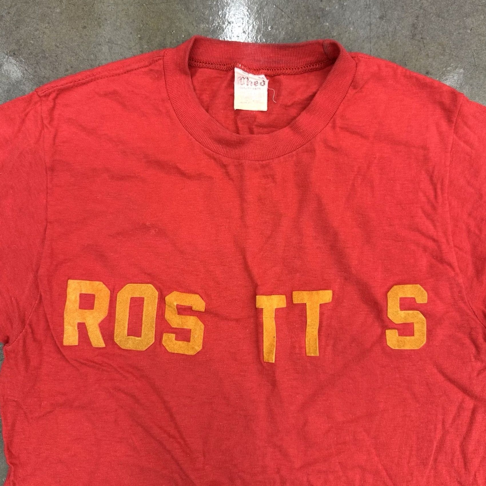FELT VINTAGE Ched Sportswear T Shirt Red M Unisex 1970s Rockabilly Short Sleeve Cotton Rostts Felt Lettering Size US M / EU 48-50 / 2 - 3 Thumbnail
