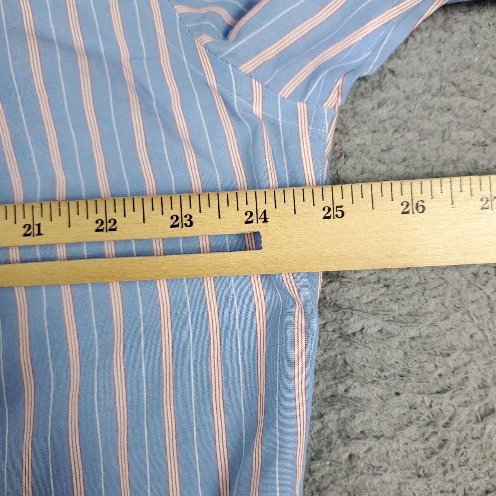 Brooks Brothers VINTAGE Style Brooks Brothers Shirt Men's 16 Blue Striped Dress Shirt Long Sleeve Button-Up Collar Shirt, Regular, Blue, Cotton, 16, Mens Size 42R - 5 Thumbnail