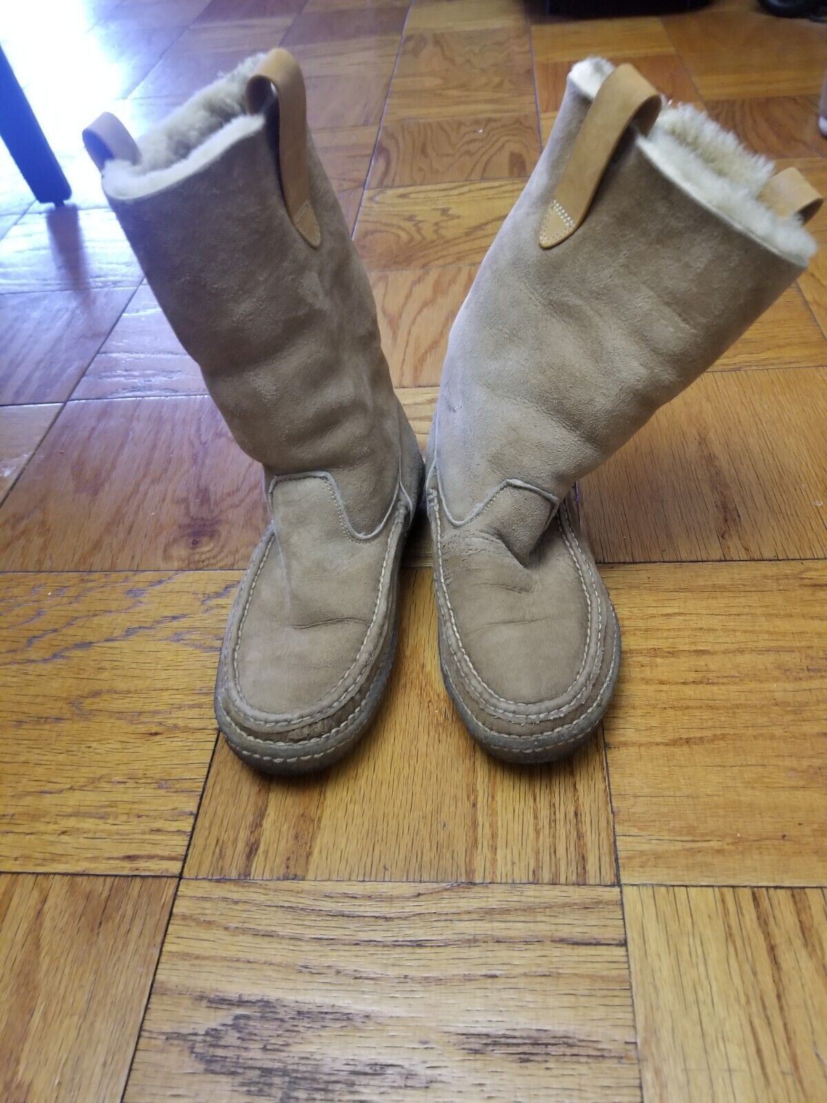 Pre-owned Visvim Grindwood Moc Toe Folk Shearling Boots In Brown