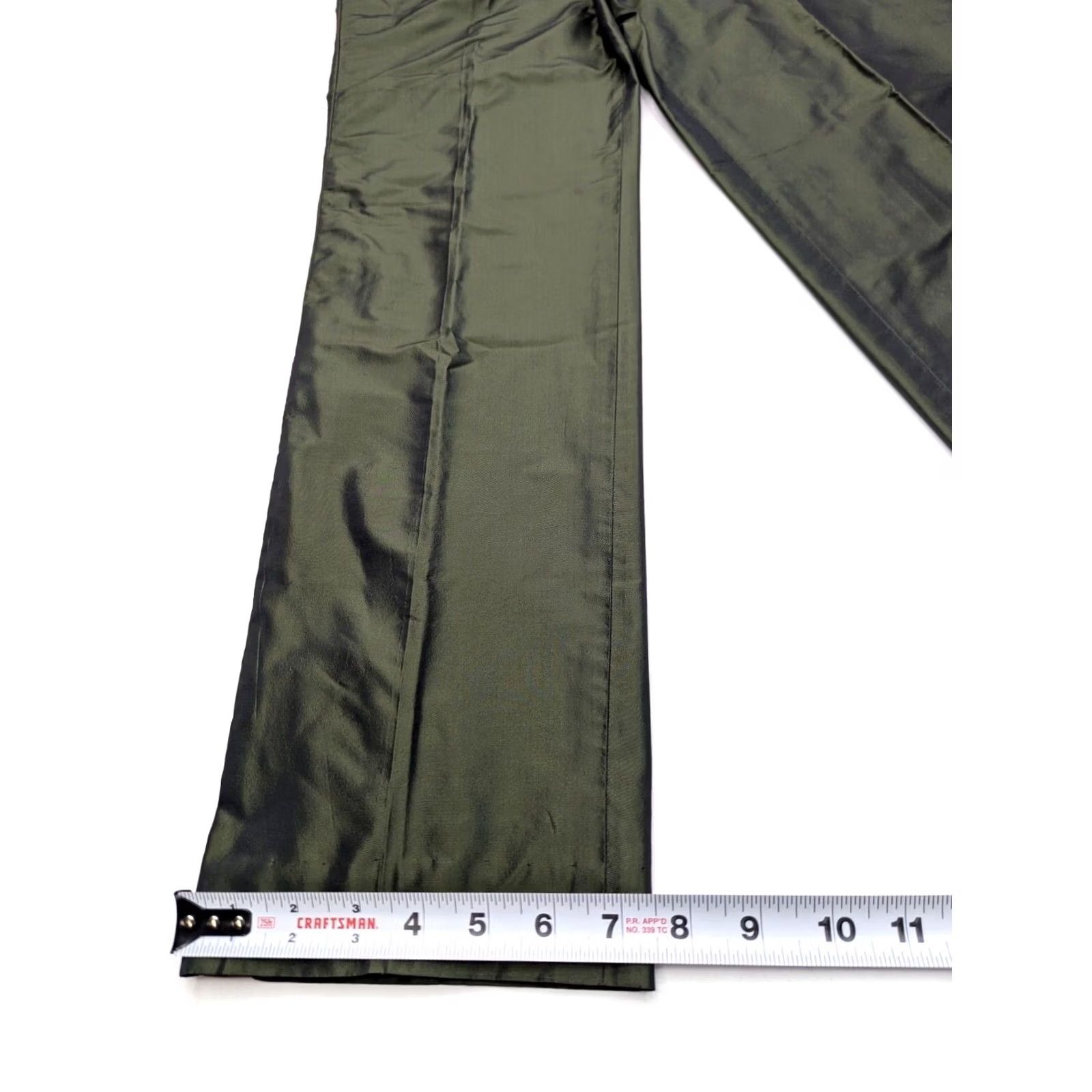 Vintage Carlisle Pants Women Regular Satin Green 29x29 High Rise Straight Front Dress Pants XS-XL Modern City Comfort Breathable Dry Clean Only Size 27" / US 4 / IT 40 - 2 Thumbnail