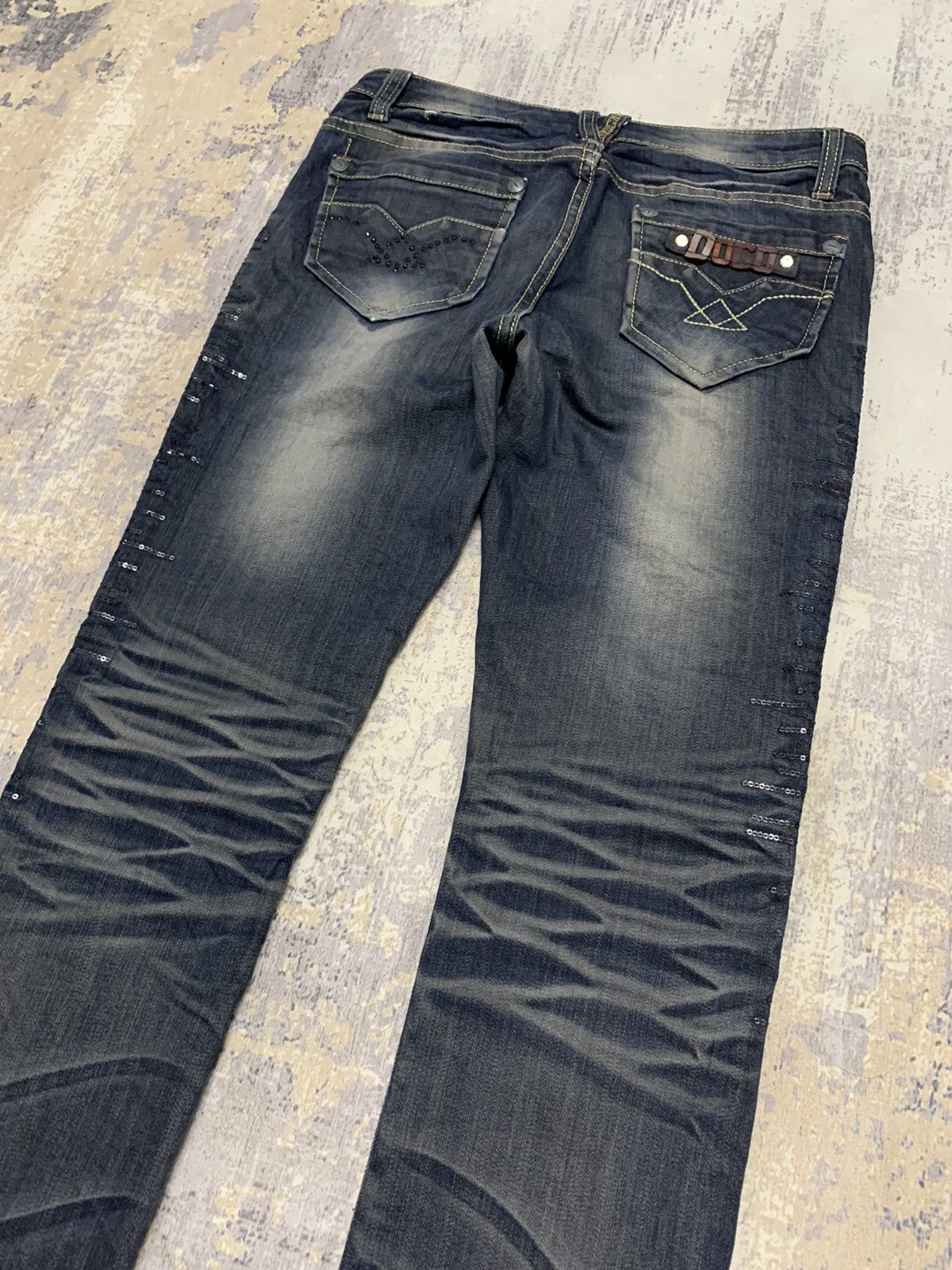 If Six Was Nine × Le Grande Bleu (L.G.B.) × Tornado Mart Japanese Brand JDZM Tornado Mart Style Lace Jeans 30x32 Size 30" / US 8 / IT 44 - 8 Thumbnail