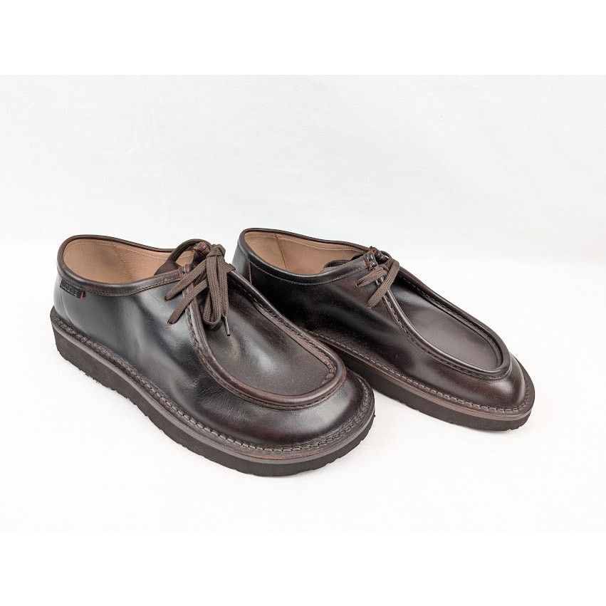 Loewe o1rshd1 Faro Moc-Toe Leather Derby Shoes in Dark Brown Size US 12 / EU 45 - 13 Thumbnail