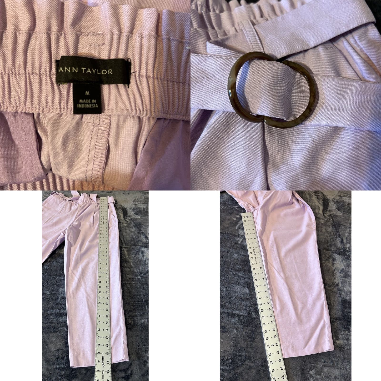 Ann Taylor VINTAGE? No. Ann Taylor Pants Women Medium Light Purple Pull On Elastic Waist Belted 30x26 Size 32" / US 10 / IT 46 - 8 Thumbnail