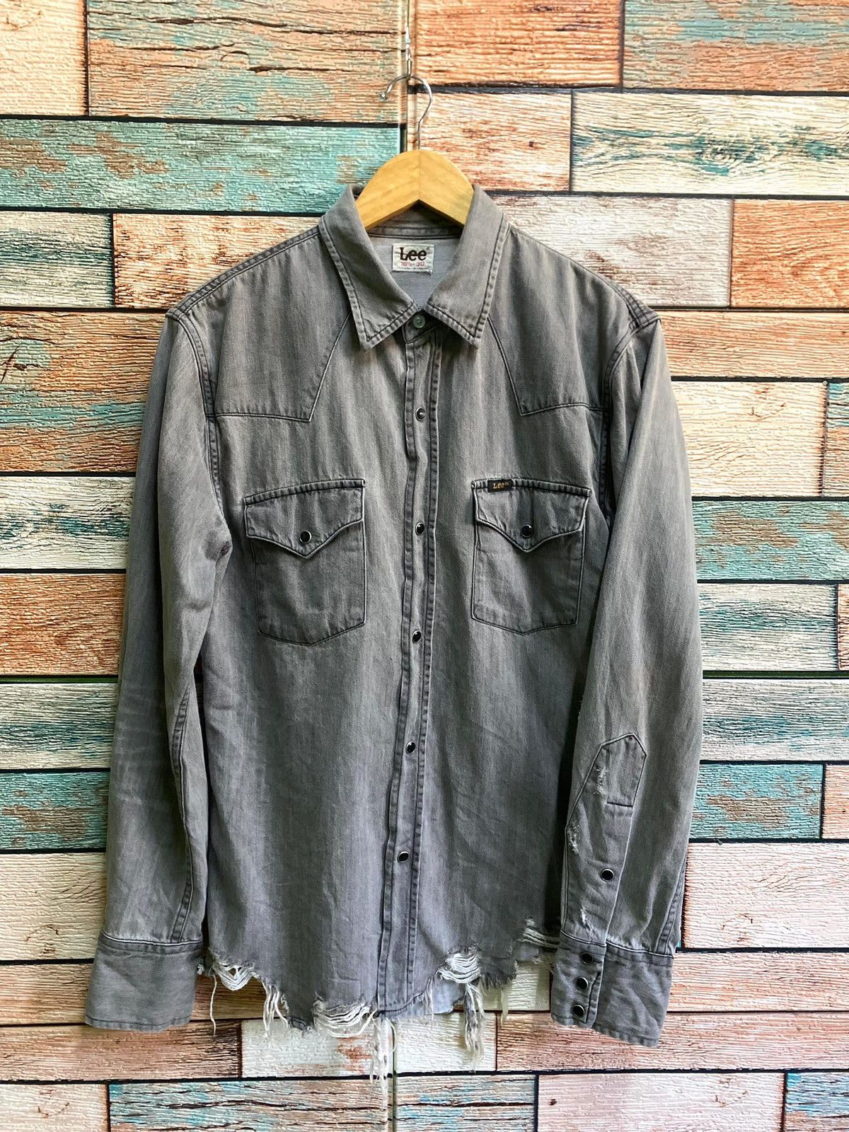 Lee Vintage 50s Lee Sanforized Grey Twill Western Shirt Jacket Size US L / EU 52-54 / 3 - 1 Thumbnail