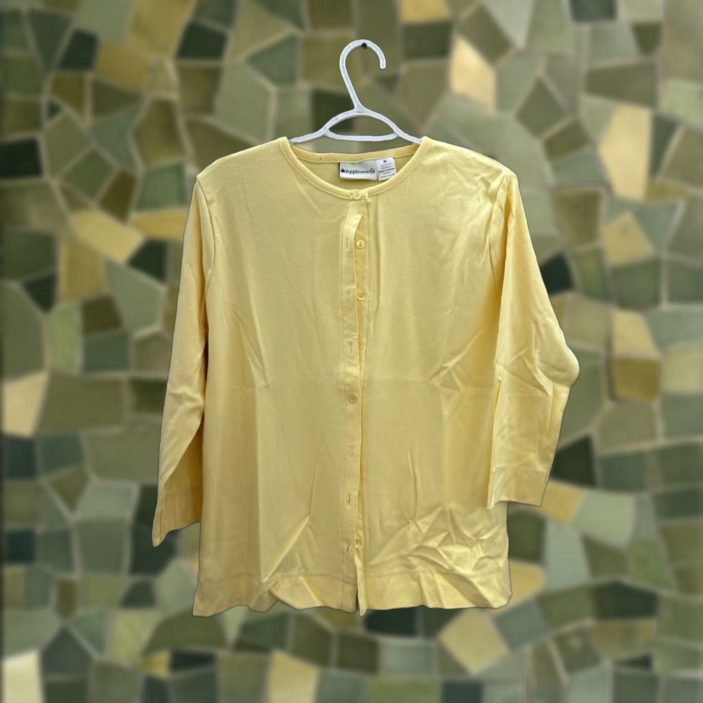 Vintage Appleseeds Womens Cardigan Size Medium Cotton Long Sleeve Button Up Yellow Size M / US 6-8 / IT 42-44 - 1 Thumbnail