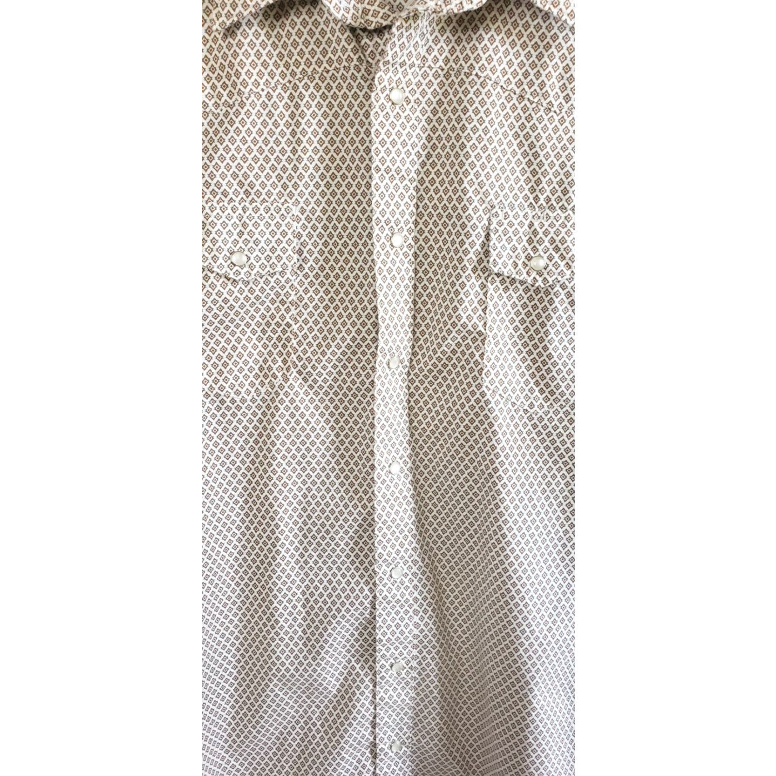Wrangler Wrangler Wrancher Short Sleeve Pearl Snap Brown Cream Green Check Western Shirt 2XT Tall Mens Size US XXL / EU 58 / 5 - 3 Thumbnail
