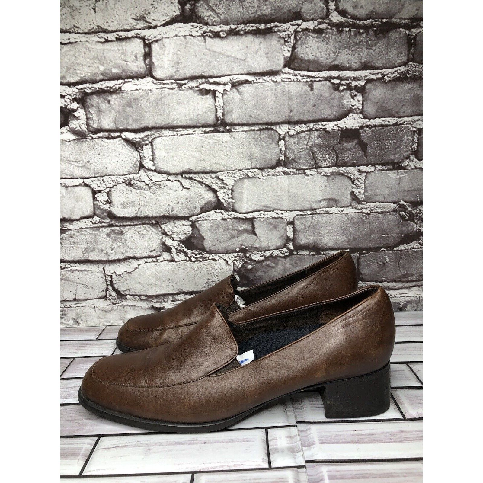 Other Munro American Brown Leather Slip On Square Toe Heel Loafers Size US 10 / IT 40 - 1 Thumbnail