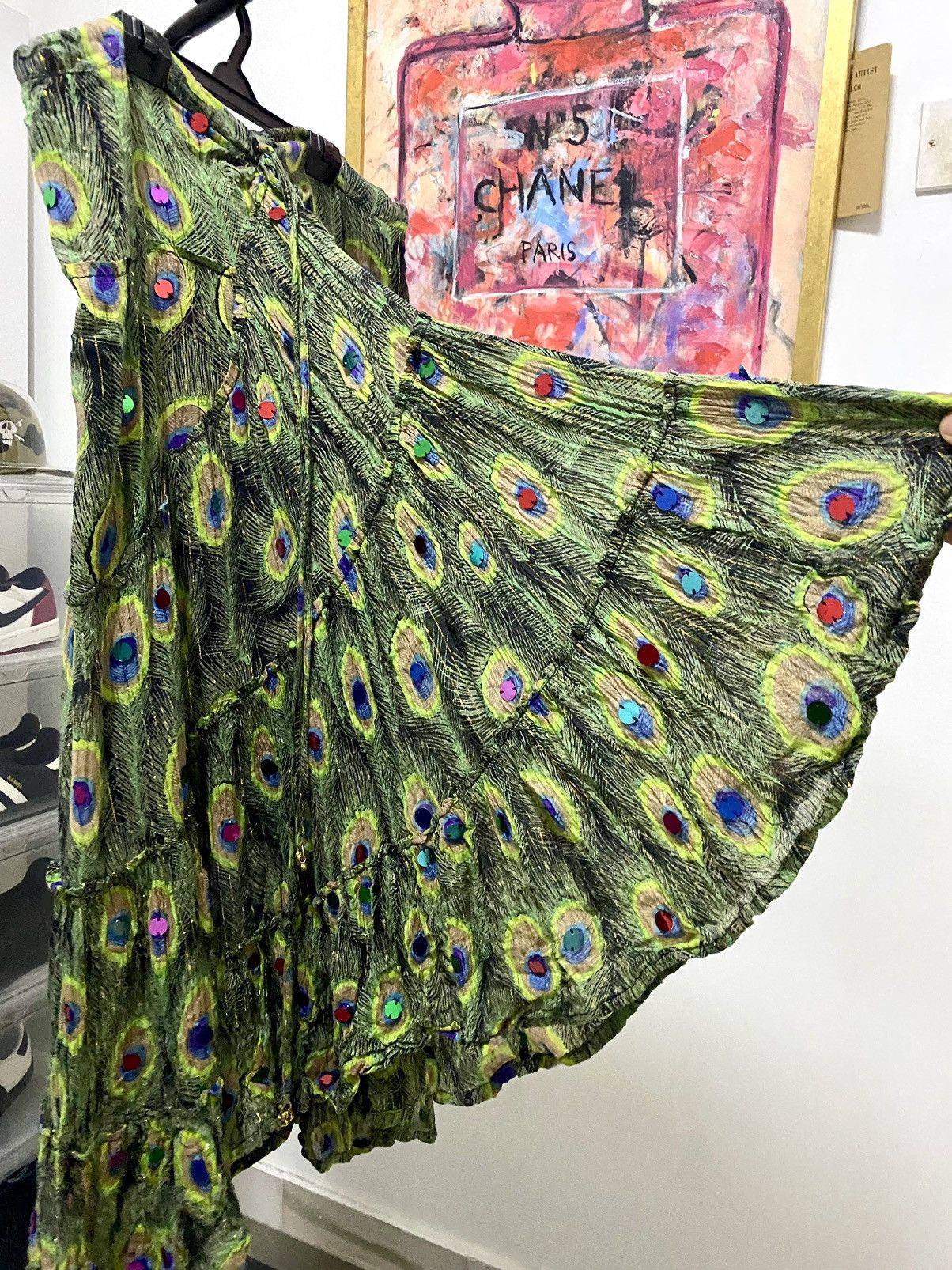 If Six Was Nine 2000s Rare Vintage GOA Peacock feathers motive Size 28" / US 6 / IT 42 - 5 Thumbnail
