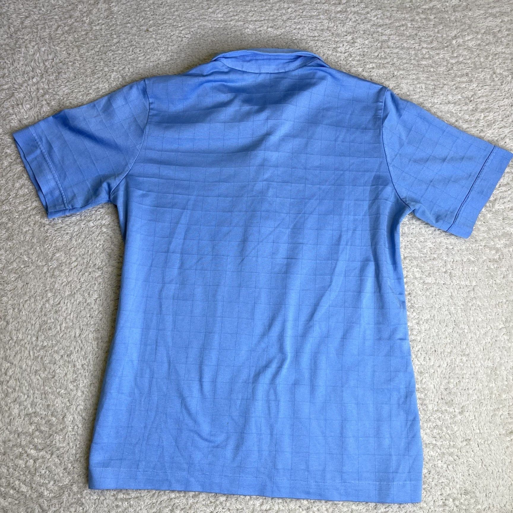 Vintage VINTAGE Difini Polo Mens 36 Small Light Blue Knit Polo 60s Mod Cotton Polyester Blend Check Short Sleeve Collared Shirts Mens (60s, 50s, Rockabilly) Size US S / EU 44-46 / 1 - 3 Thumbnail