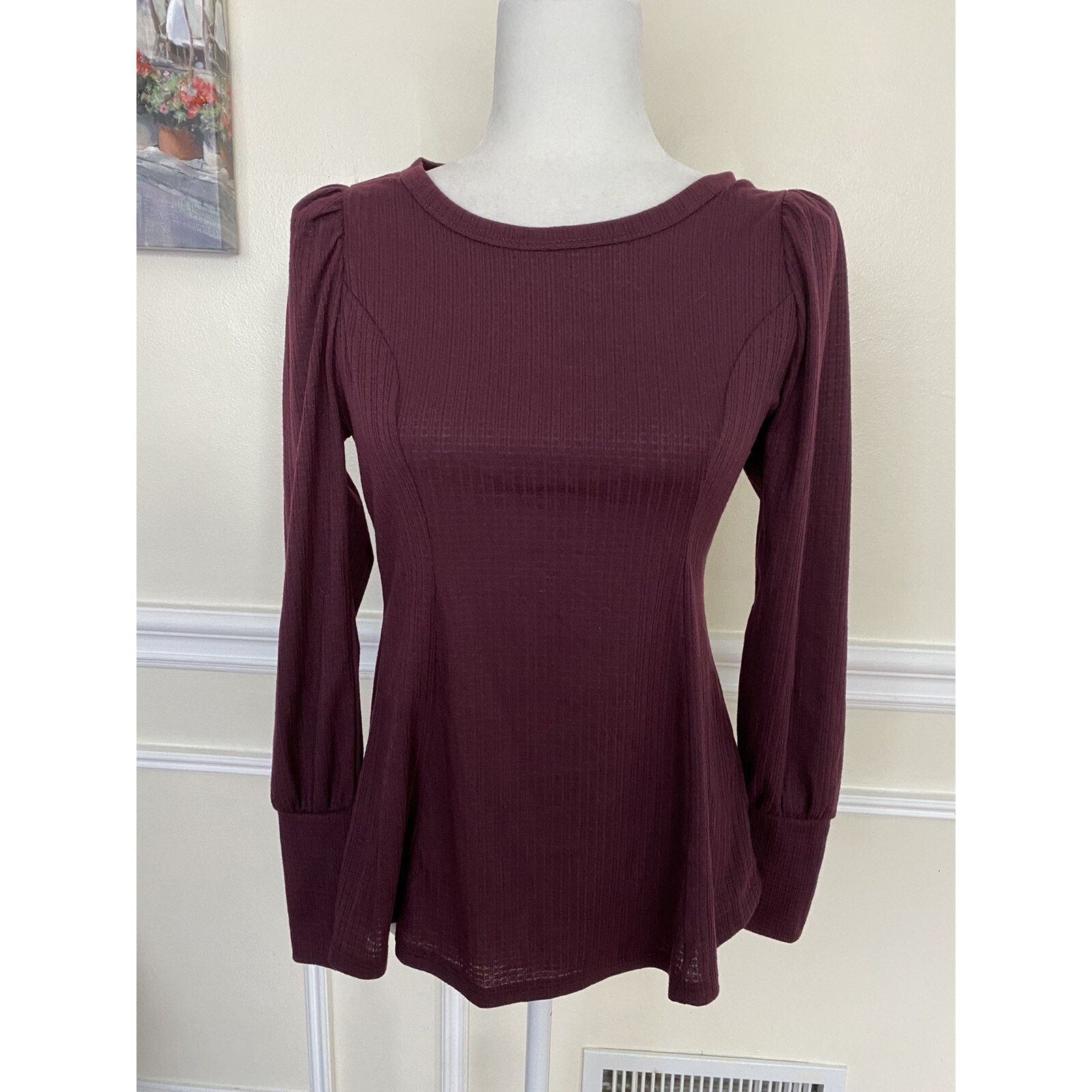 & Other Stories Status by Chenault Burgundy Puff Shoulder Top XS A003030 Size XS / US 0-2 / IT 36-38 - 2 Thumbnail