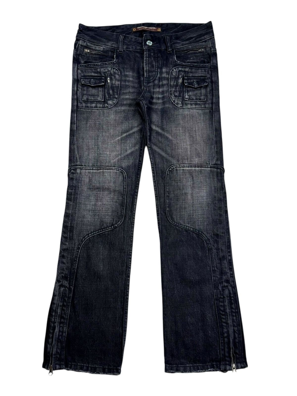 Isamu Katayama Backlash 2000s Heritage Stone - Paneled Zips Biker Denim Pants Size US 29 - 1 Thumbnail