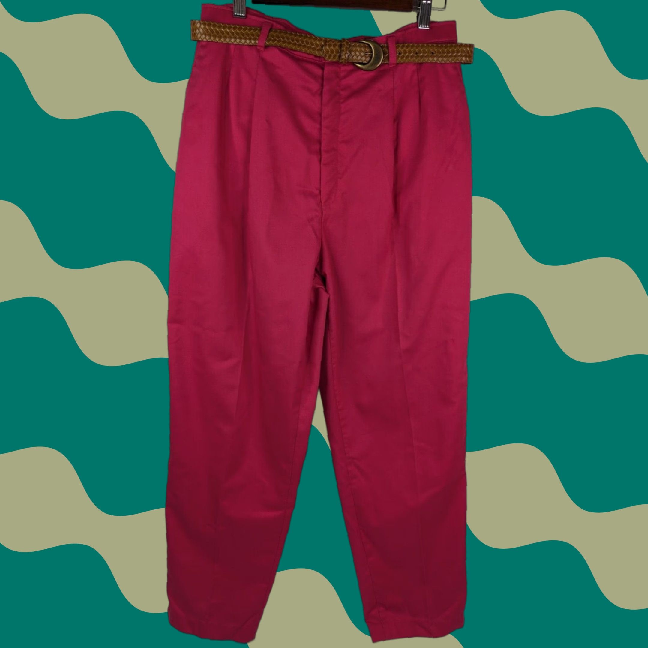 Levi's VINTAGE Levi's High Rise Pleated Pants Women's 12 Pink USA 90s Tapered Dress Pants Womens Size 34" / US 12 / IT 48 - 1 Thumbnail