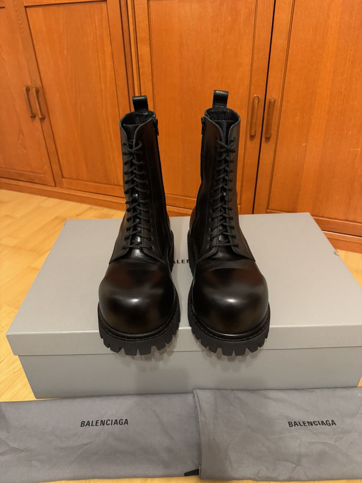 Balenciaga *NEW* Balenciaga Stomper Leather Black Boots Size US 11 / EU 44 - 7 Thumbnail