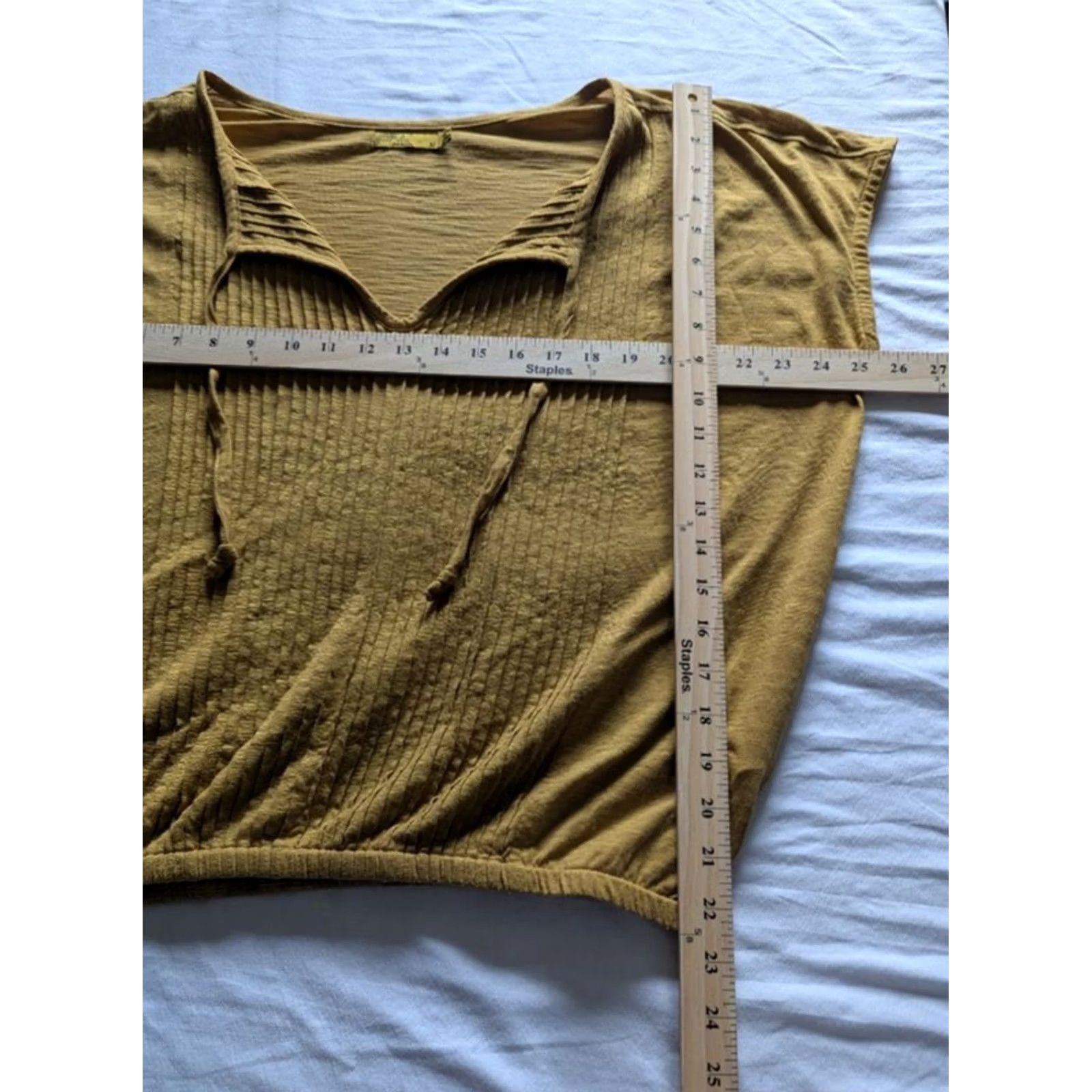 Prana VINTAGE? Prana Gold Top Blouse Womens M Short Sleeve Organic Cotton Blend EUC Boho 70s Festival Womens Size M / US 6-8 / IT 42-44 - 5 Thumbnail