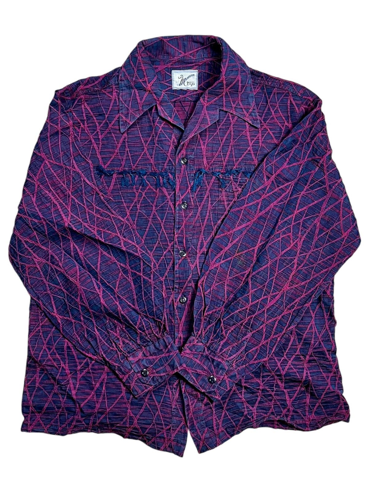 If Six Was Nine 1980s Modern Top - Nerve Textured Button Shirt Size US L / EU 52-54 / 3 - 3 Thumbnail