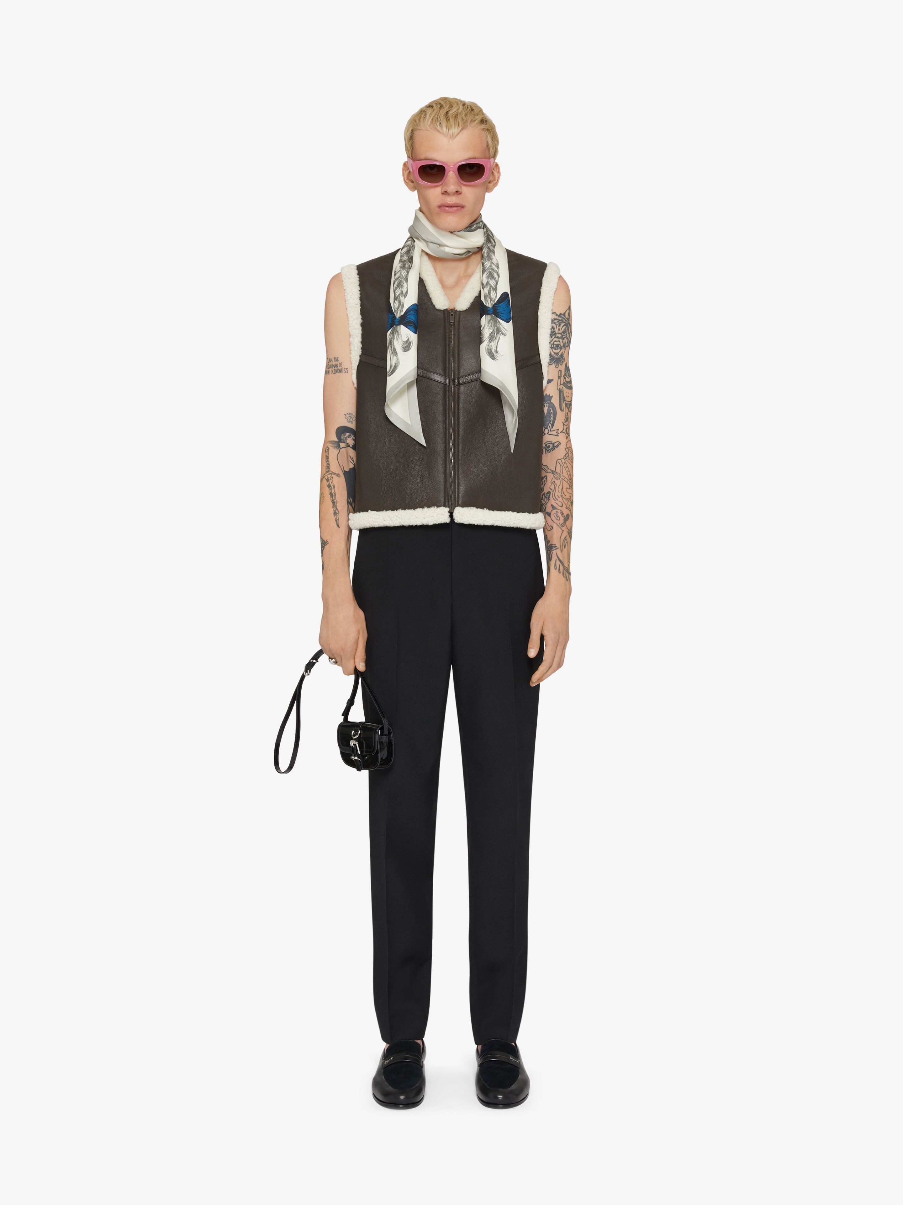o1srvl11e0925 Waistcoat in Shearling in Brown/White