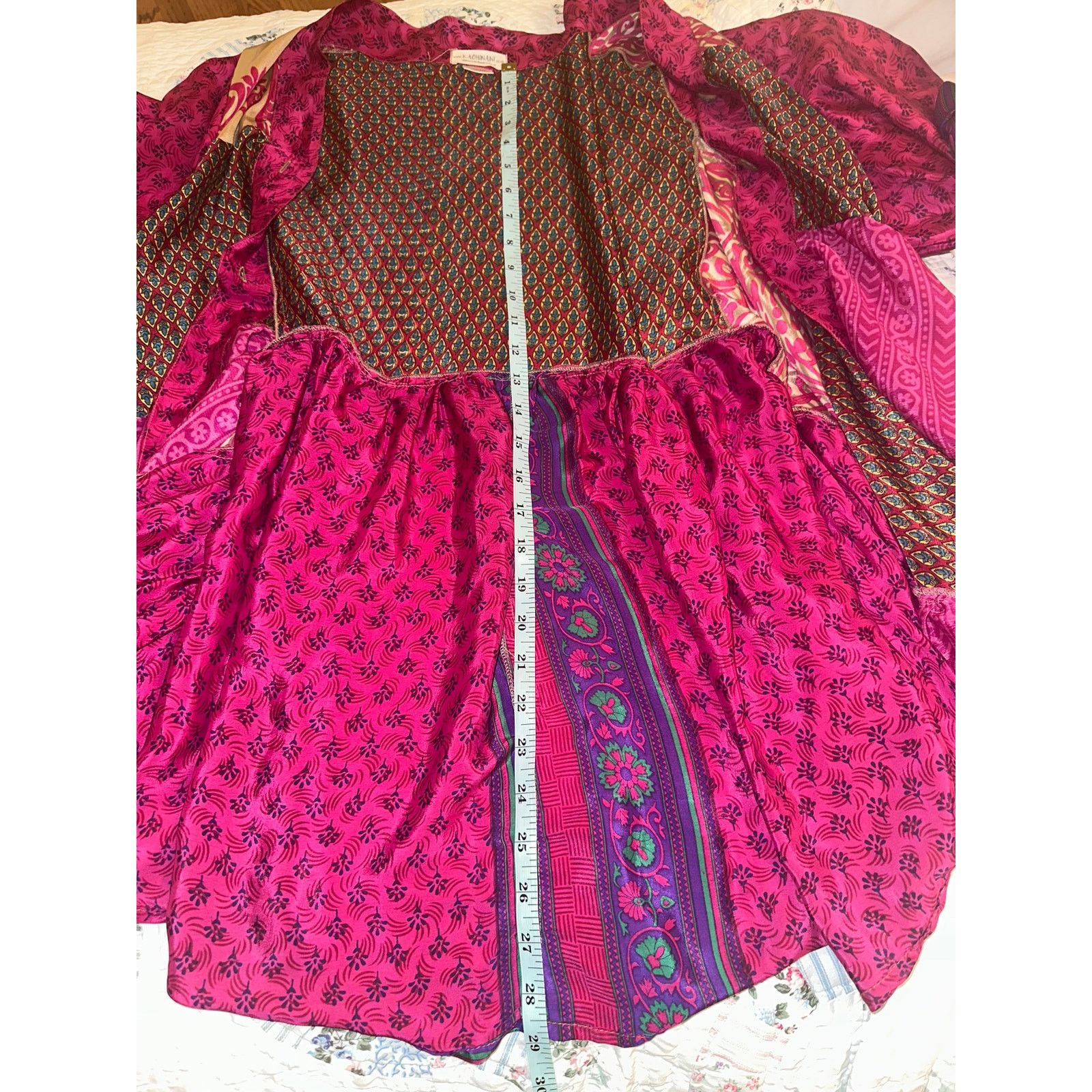 Other KAOHINANI RECYCLED SILK PATCHWORK JACKET SMOCK SUSTAINABLE Size ONE SIZE - 4 Thumbnail